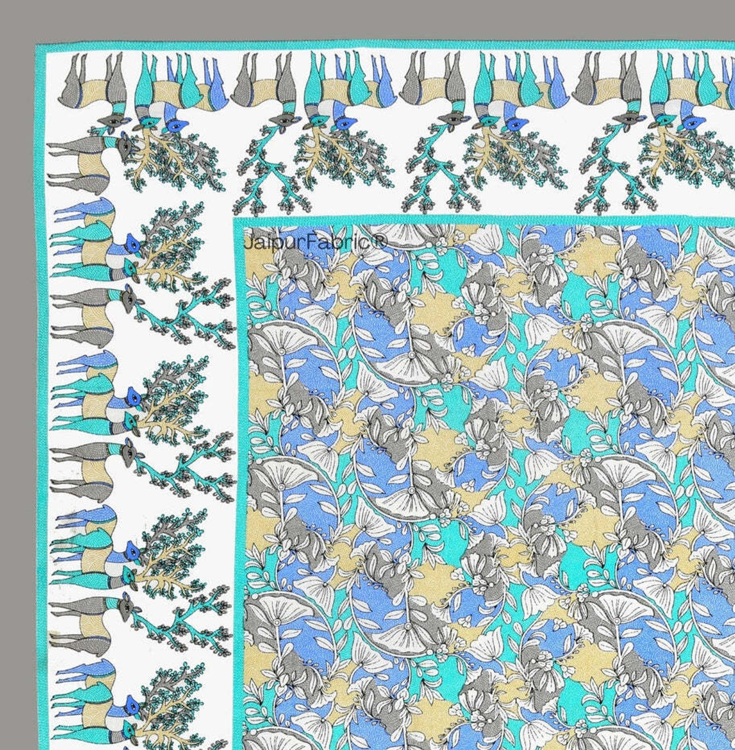 Image of JAIPUR FABRIC Cotton Single Flat 240 TC Jaipuri Prints 1 Bedsheet with 2 Pillow Covers