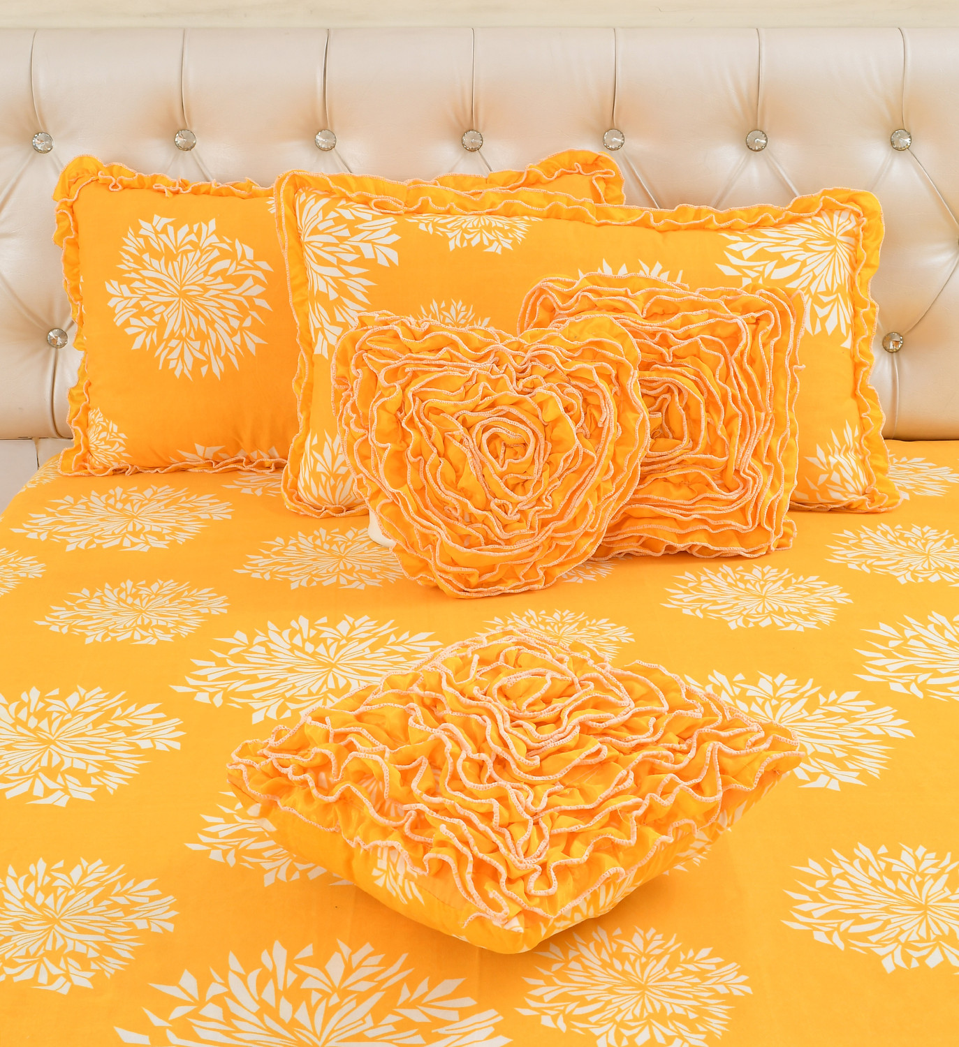 Image of ATCamber Cotton King Flat 300 TC Floral 1 Bedsheet with 2 Pillow Covers