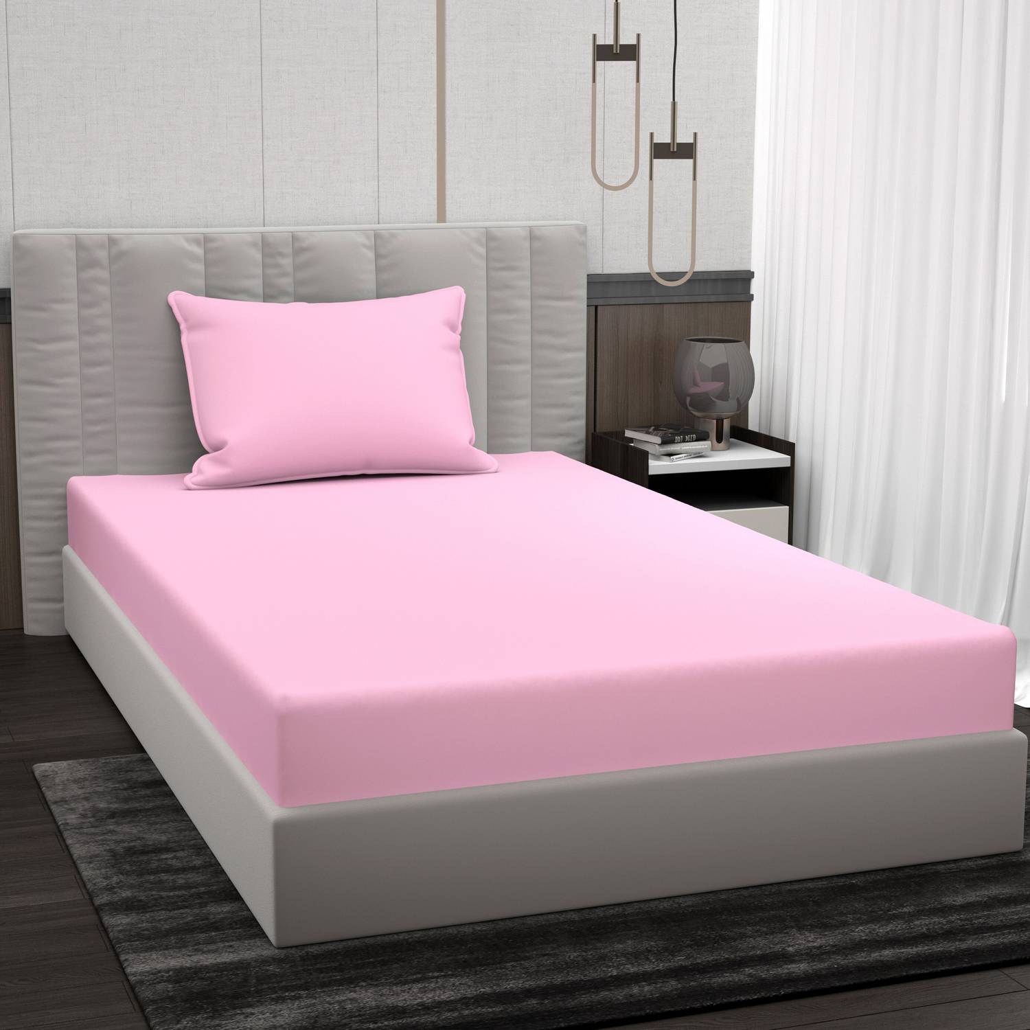 BROMWICK Microfiber Single Flat 220 TC Solid 1 Bedsheet with 2 Pillow Covers