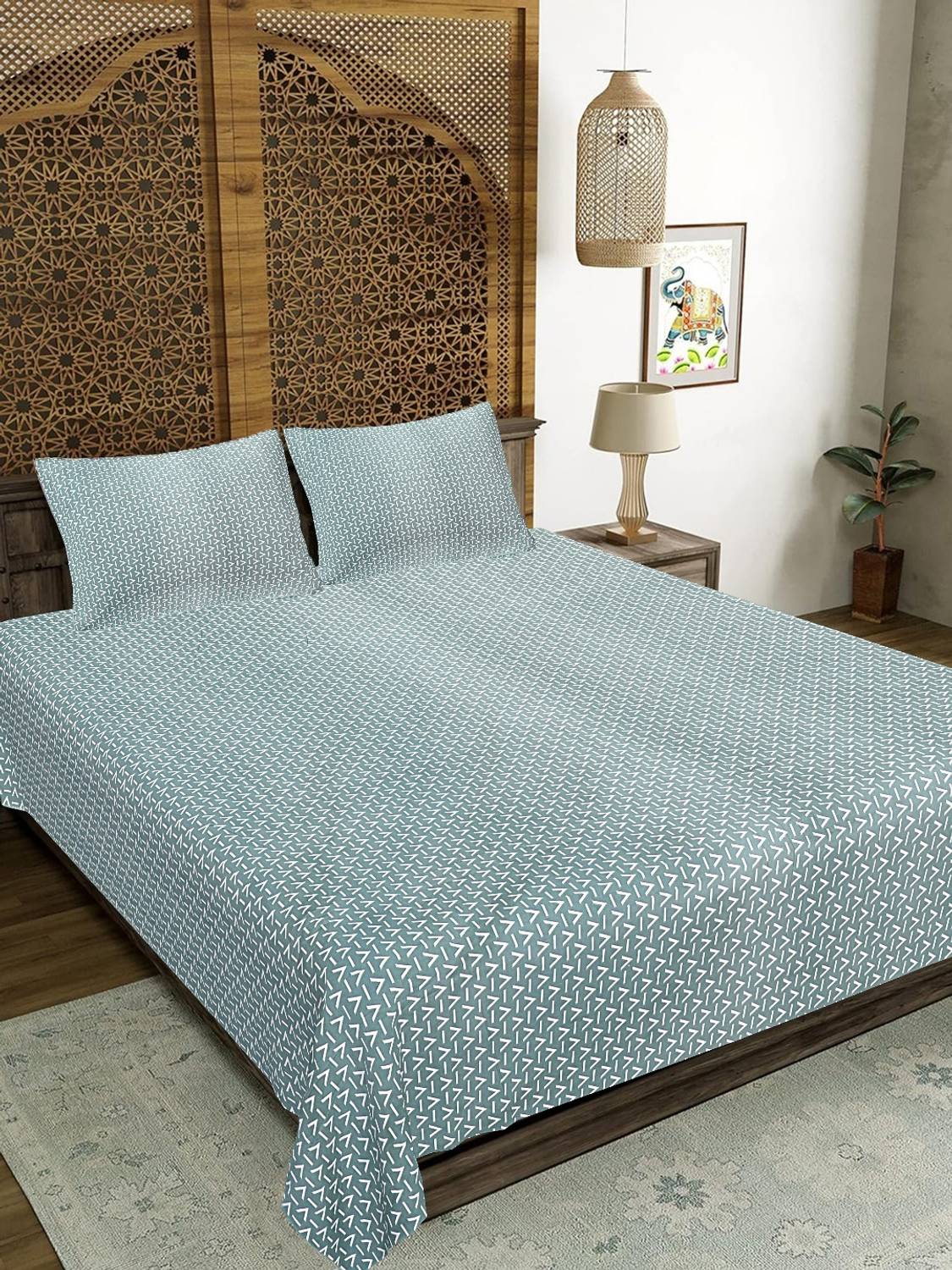 JAIPUR FABRIC Microfiber Double Flat 144 TC Floral 1 Summer Bedsh