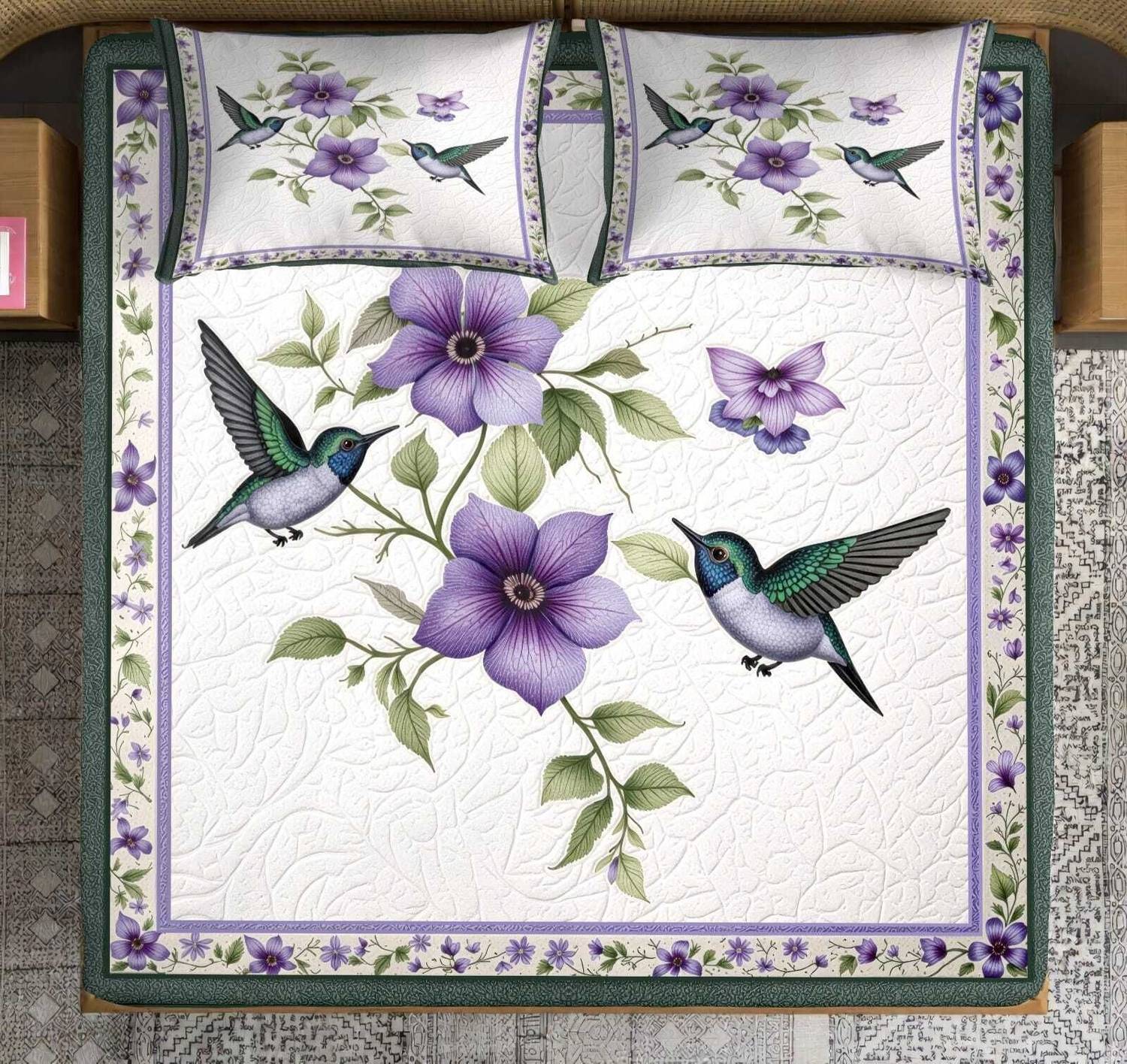Butterthread Cotton Double Flat 250 TC Printed 1 Summer Bedsheet with 2 Pillow Covers