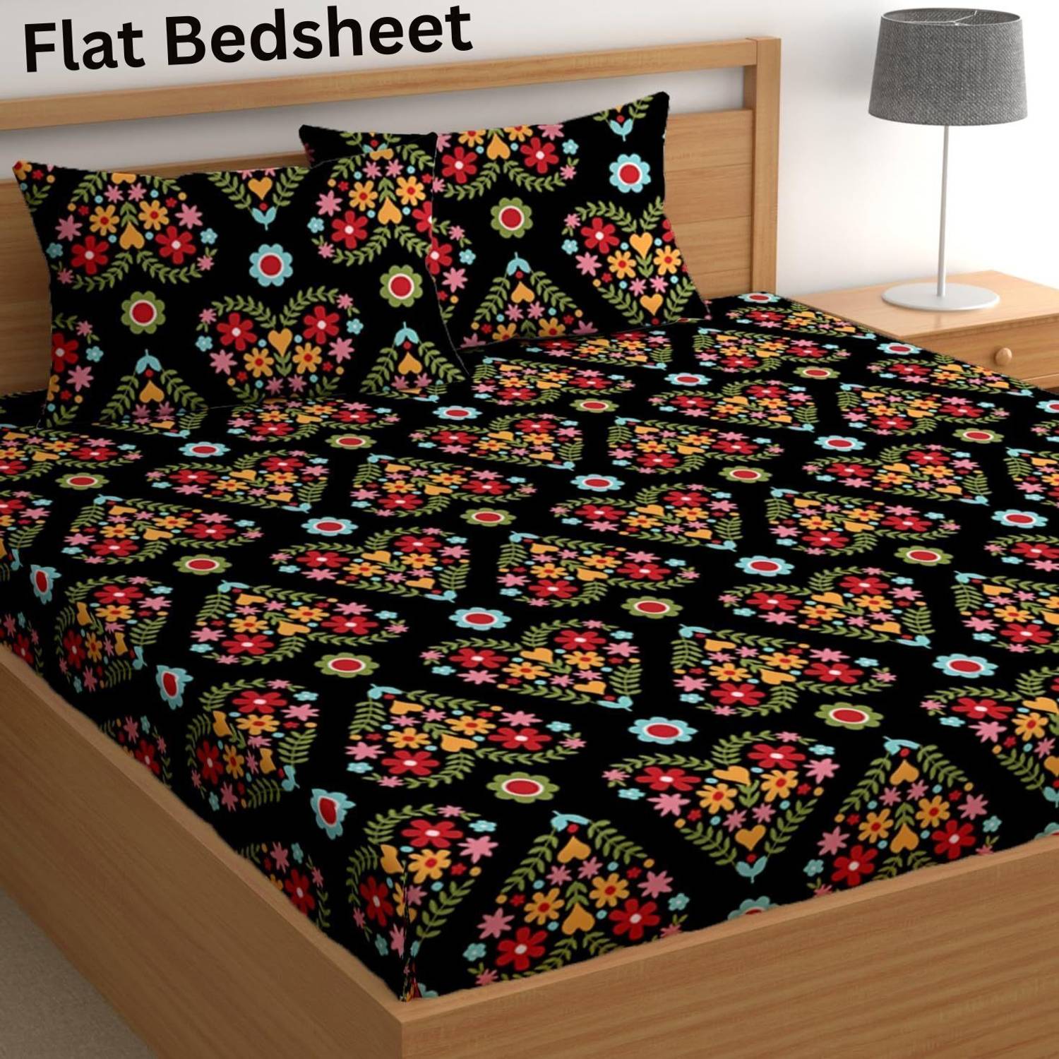 M.S. Trading Co. Cotton Double Flat 144 TC Printed 1 Bedsheet wit