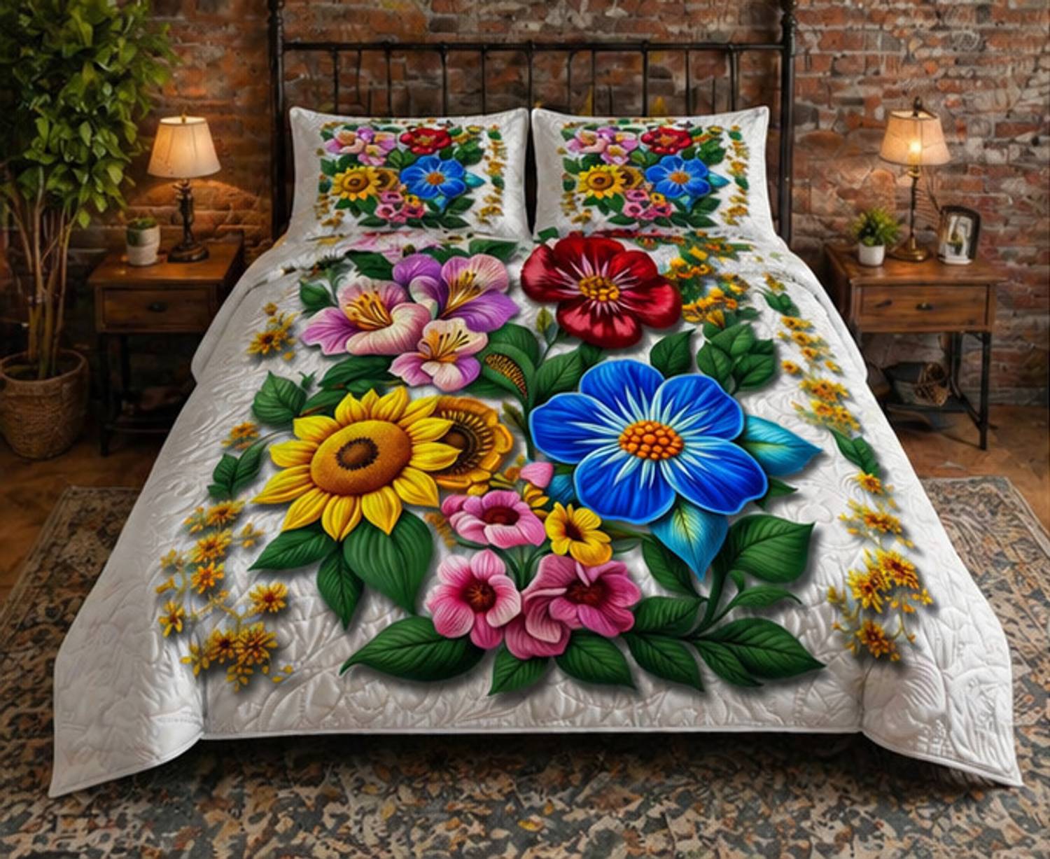 AASHRAE Polycotton Double Flat 400 TC Floral 1 AC Bedsheet with 2 Pillow Covers