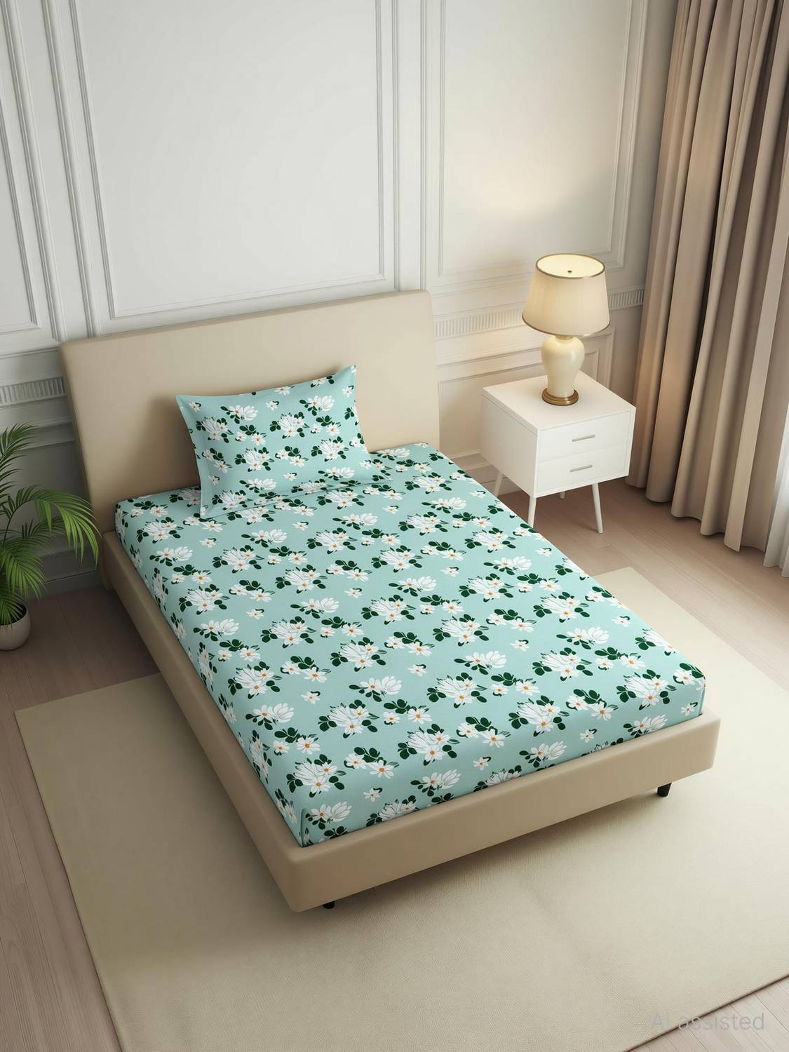BLUEDOT Cotton Single Flat 200 TC Self Design 1 Summer Bedsheet
