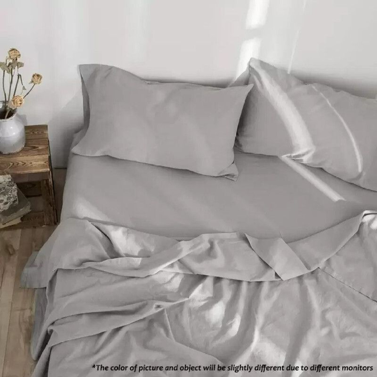 Image of TURIYA Microfiber Single Flat 300 TC Solid 1 Bedsheet with 2 Pillow Covers