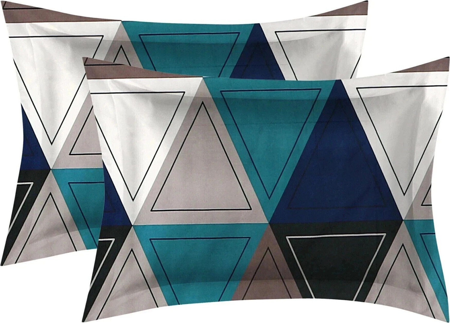 Image of PLANO Cotton Double, King Fitted (Elastic) 250 TC Geometric 1 Bedsheet with 2 Pillow Covers