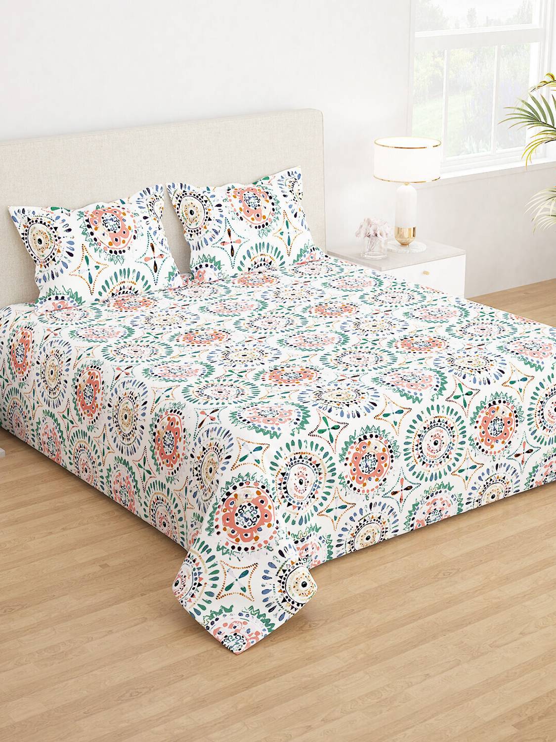 Story@home Microfiber Double Flat 210 TC Printed 1 Bedsheet with