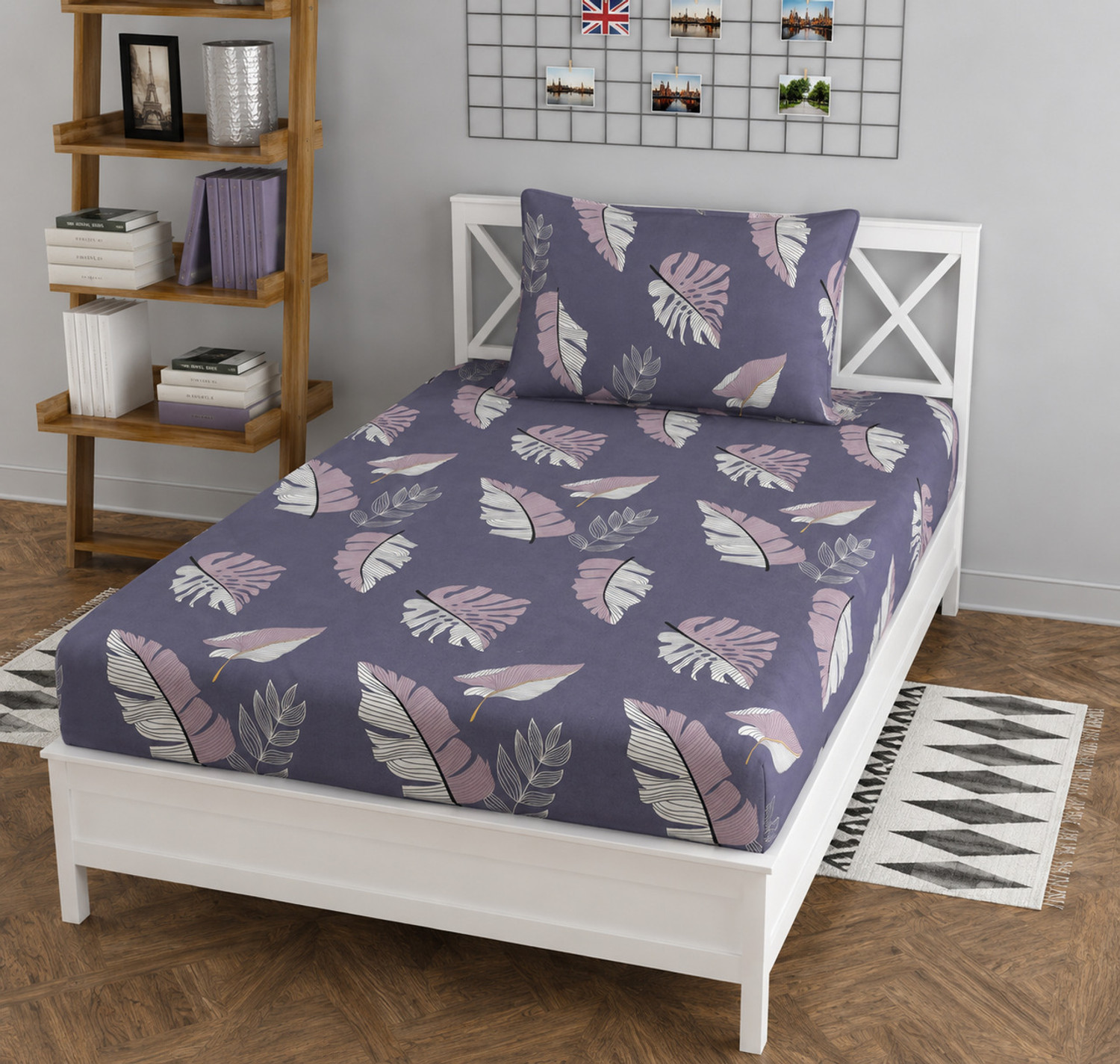 Image of BLUEDOT Cotton Single Flat 200 TC Printed 1 Summer Bedsheet
