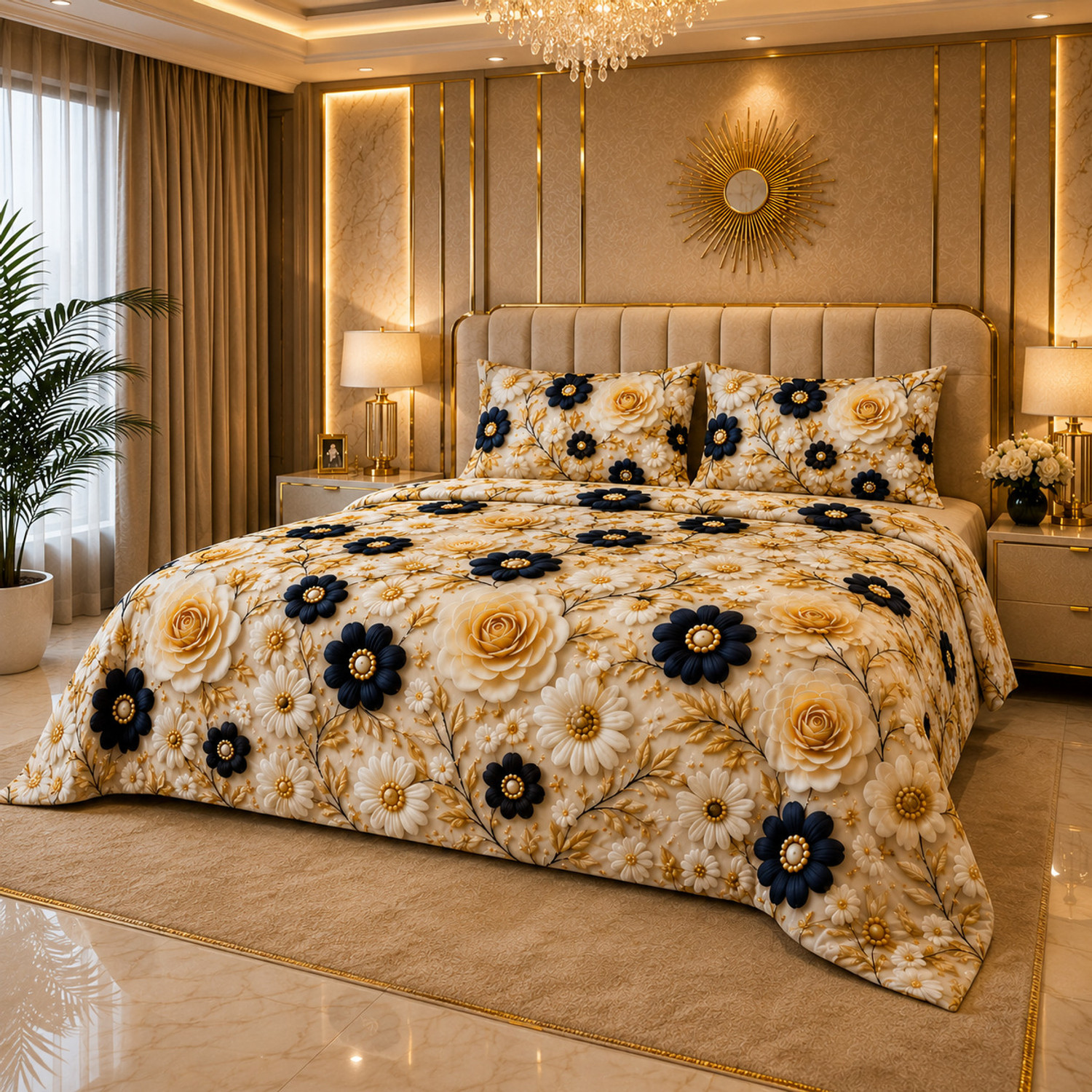 Image of Adidev Cotton Double, King Flat 410 TC Floral 1 Bedsheet