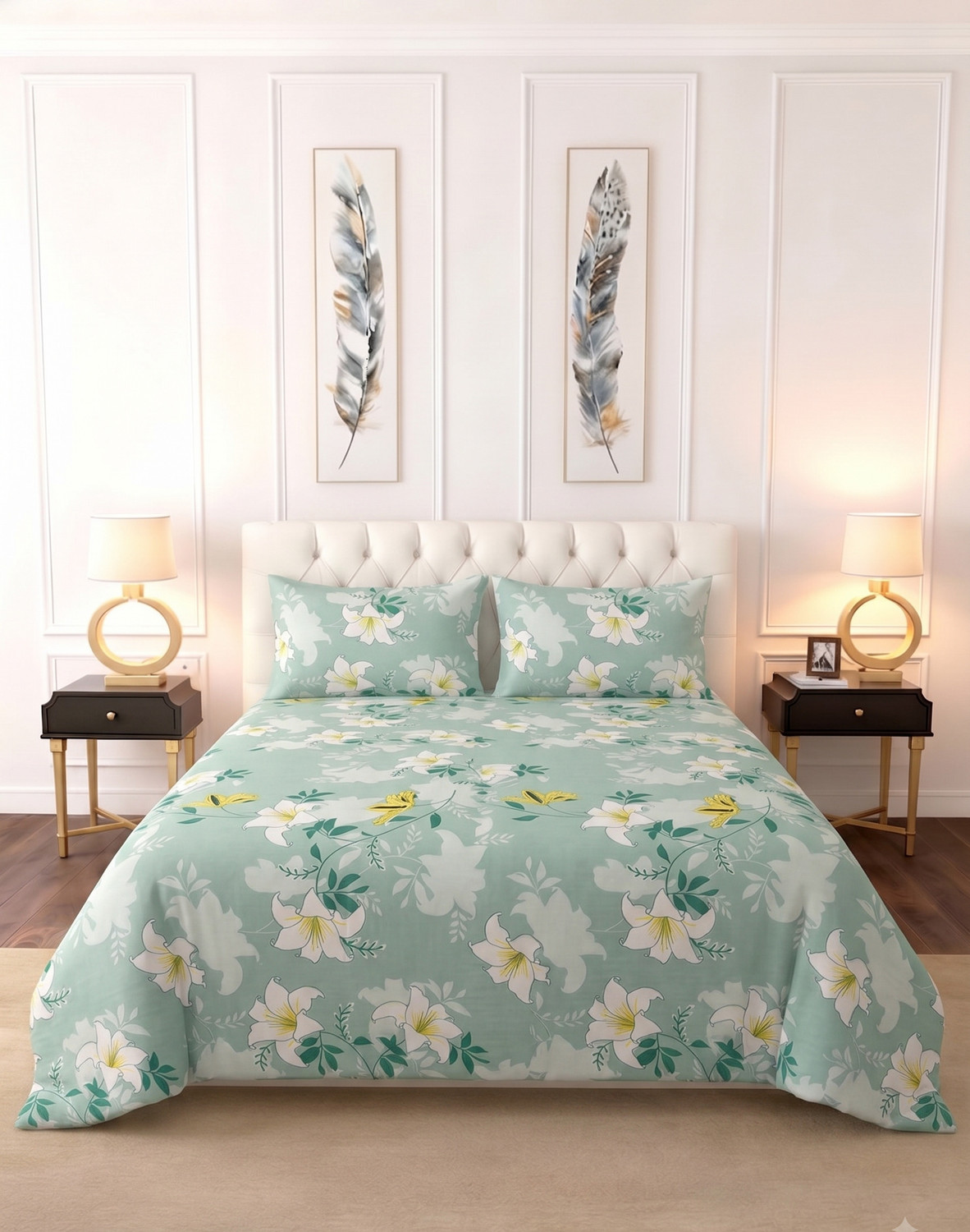 Image of Raymond Home Microfiber Double Flat 110 TC Floral 1 Bedsheet (Multicolor)