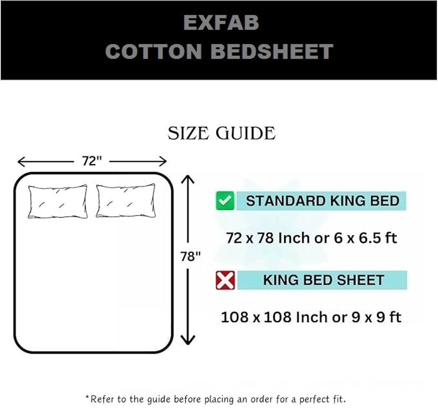 Image of HQ FAB Cotton King Fitted (Elastic) 244 TC Printed 1 Summer Bedsheet with 2 Pillow Covers