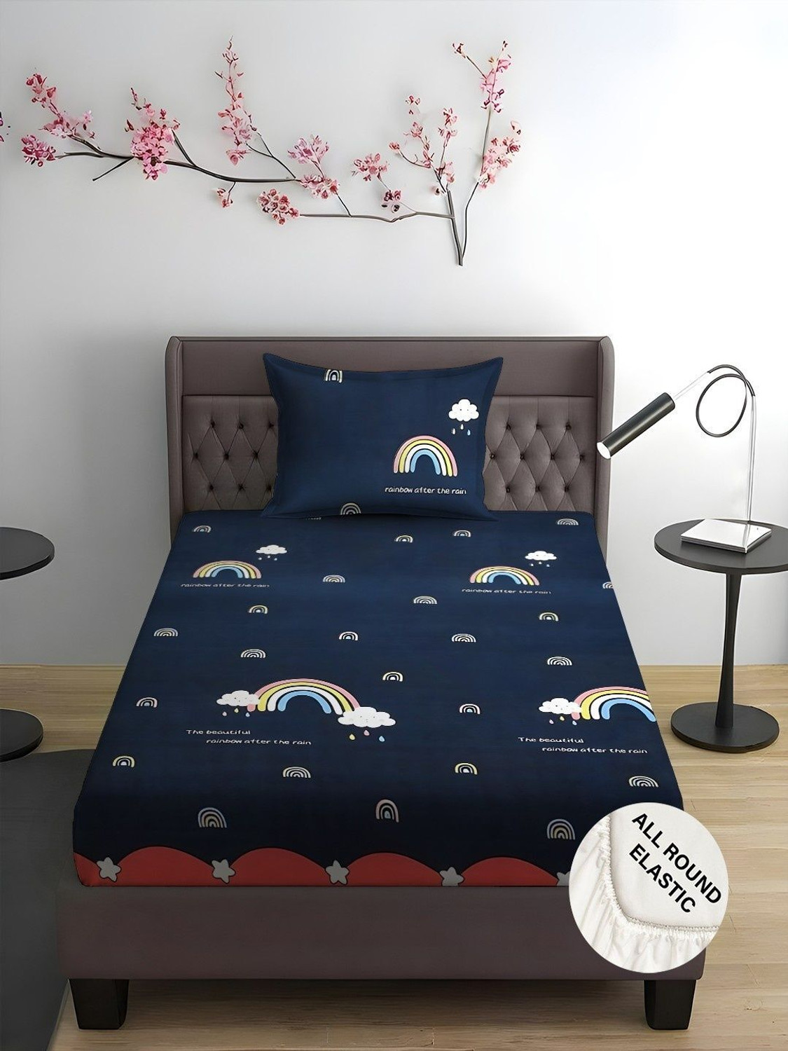 Image of Weave & Decor Microfiber Single Fitted (Elastic) 300 TC Cartoon 1 Bedsheet with 2 Pillow Covers