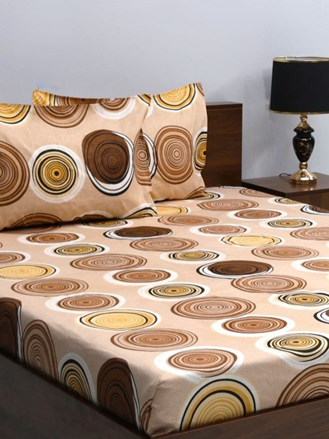Image of Steve and Anderson Microfiber Queen Flat 140 TC Geometric 1 Bedsheet with 2 Pillow Covers