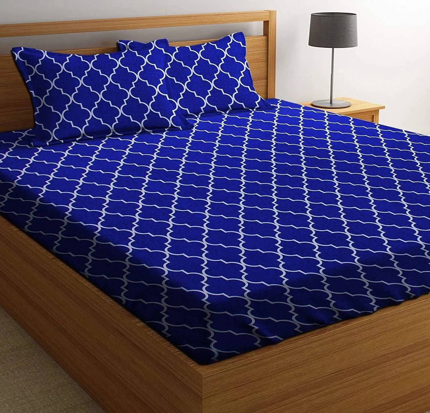 BEVI Microfiber Single Flat 300 TC Printed 1 Bedsheet (Blue)