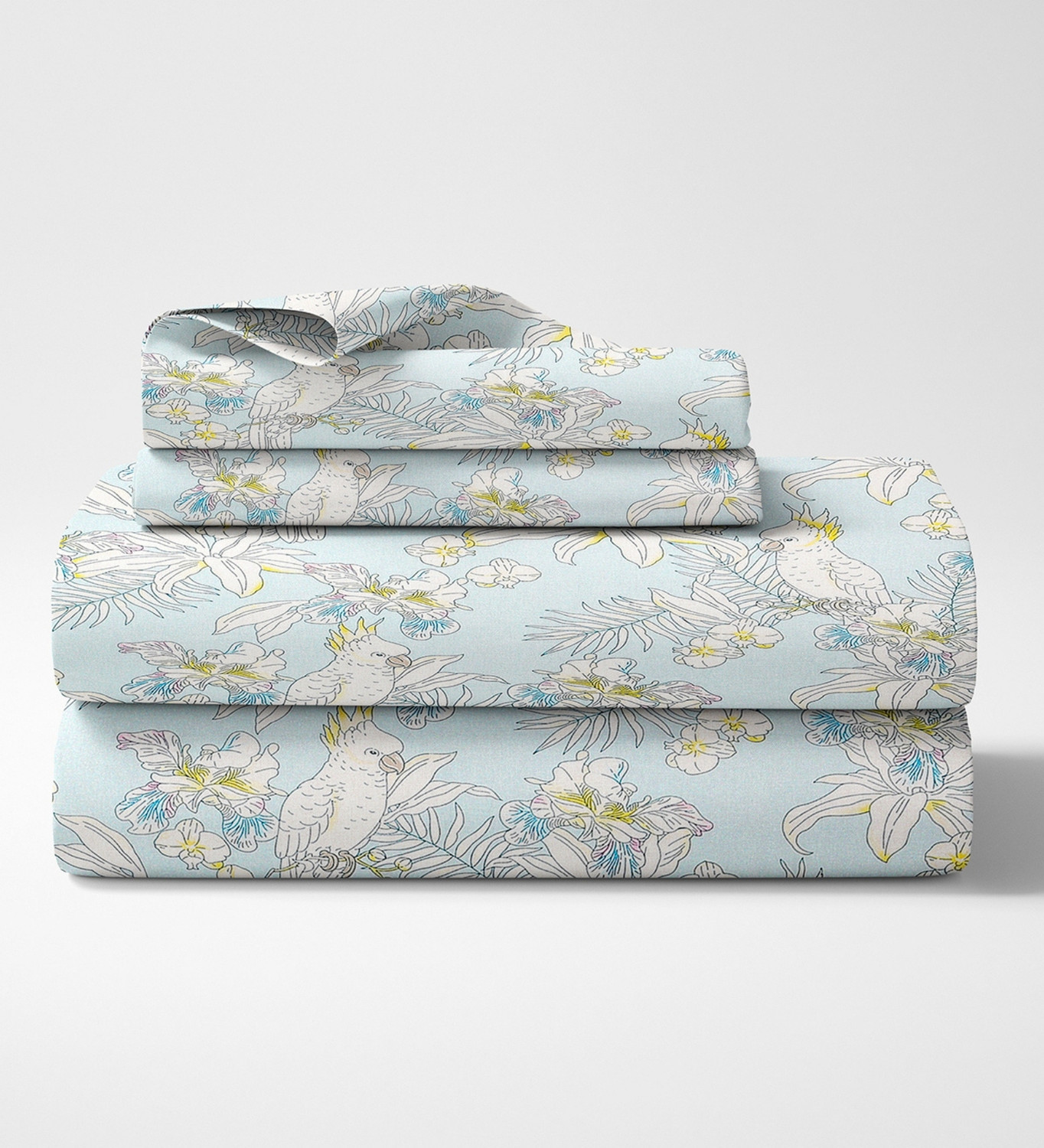 Image of haus & kinder Cotton King Fitted (Elastic) 144 TC Printed 1 Bedsheet with 2 Pillow Covers