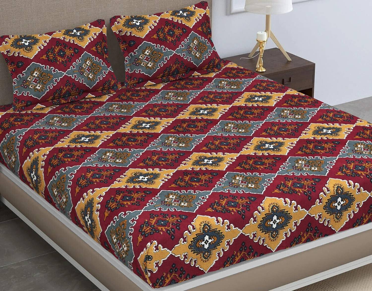VAS COLLECTIONS Cotton Double Flat 160 TC Floral 1 Bedsheet with