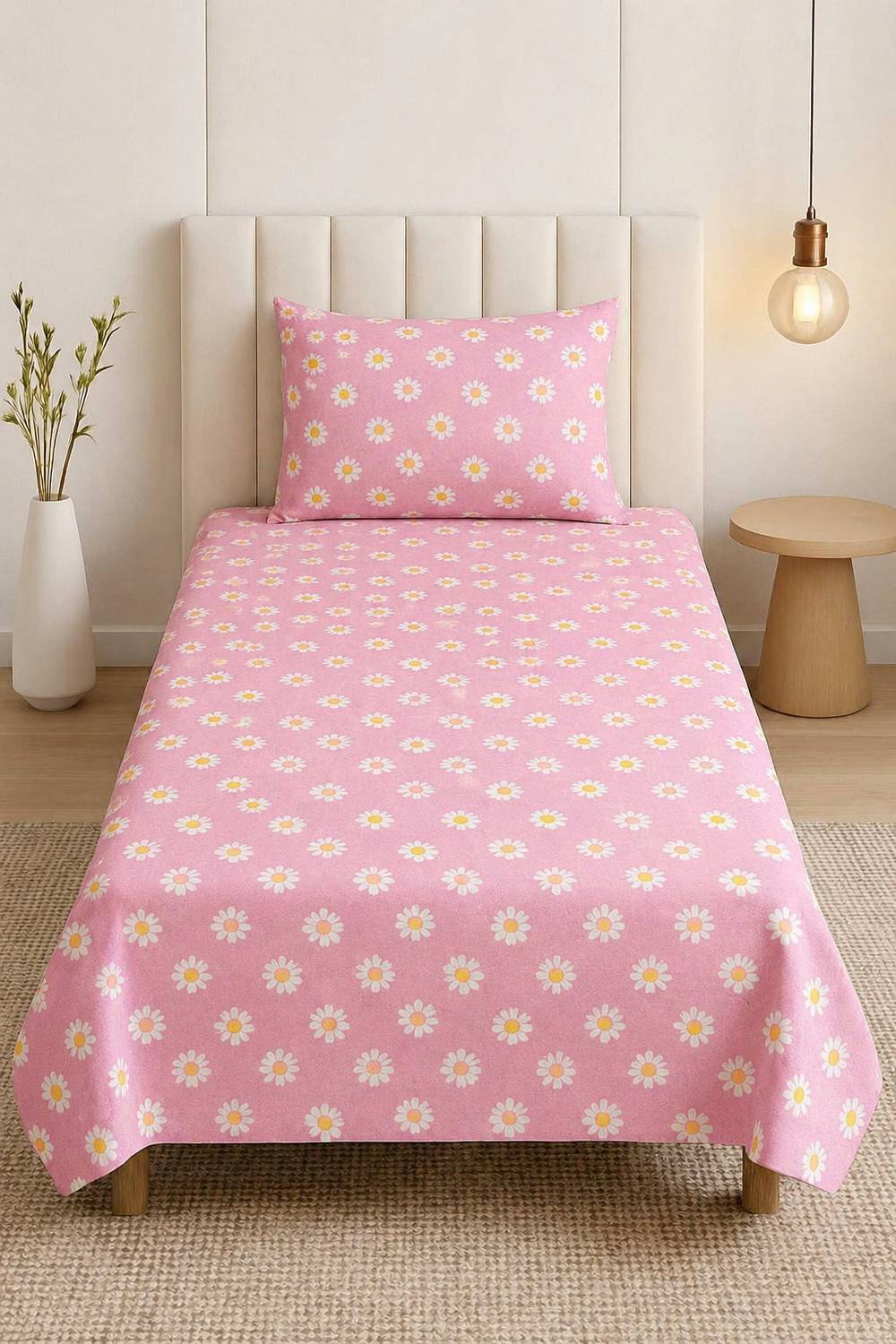 TINDLER KNOTS Cotton Microfiber Single Summer Bedsheet 210 TC Printed