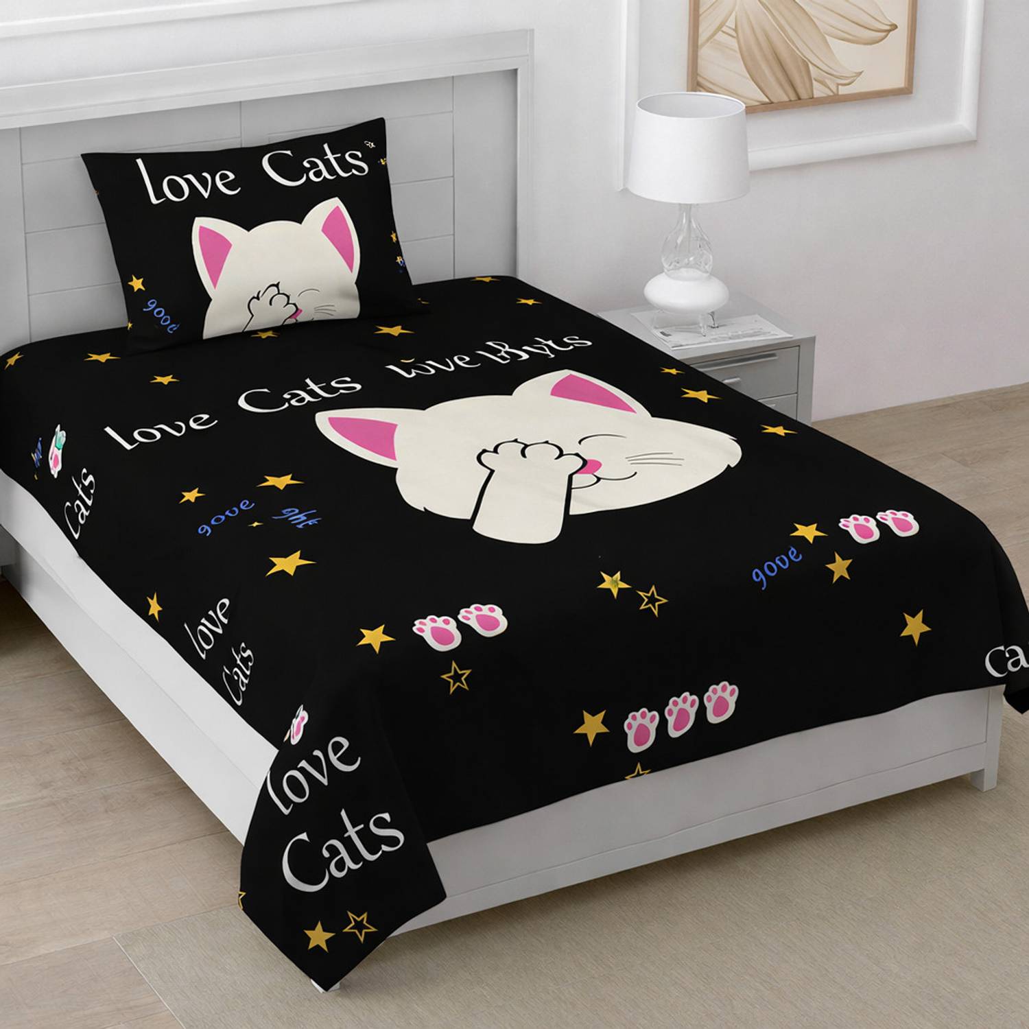 A11 M@LL Microfiber Single Flat 220 TC Floral 1 Bedsheet with 2 Pillow Covers