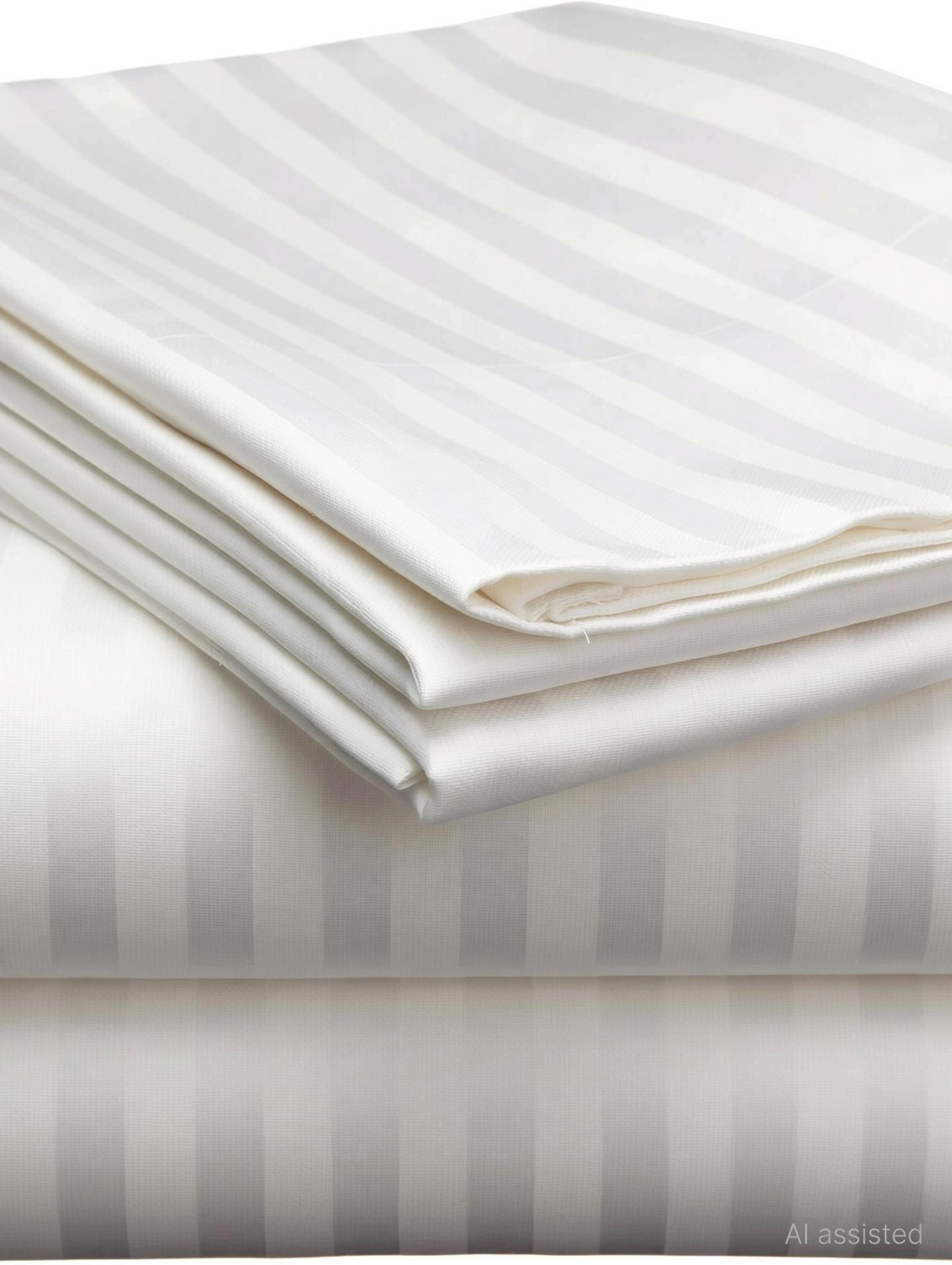 Image of TAMANI DECOR Cotton, Microfiber King Flat 220 TC Striped 1 Summer Bedsheet with 2 Pillow Covers (White)