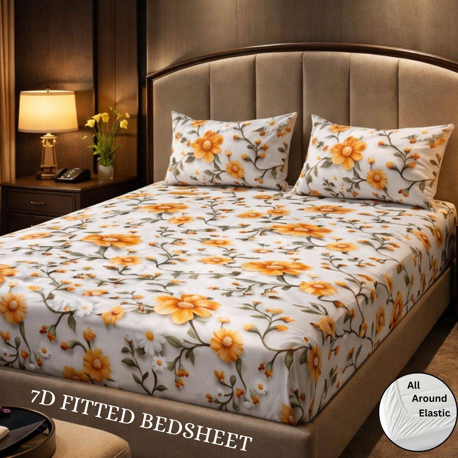 Swizier Cotton Double, King Fitted (Elastic) 400 TC Floral 1 Beds