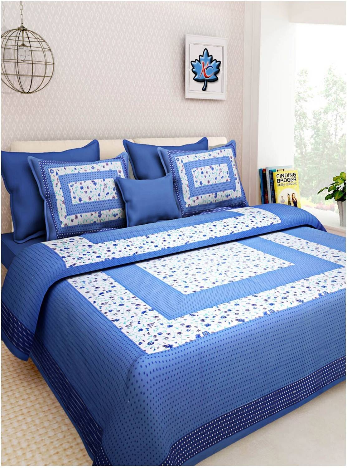 Ananta Cotton Double Flat 160 TC Floral 1 Bedsheet with 2 Pillow Covers