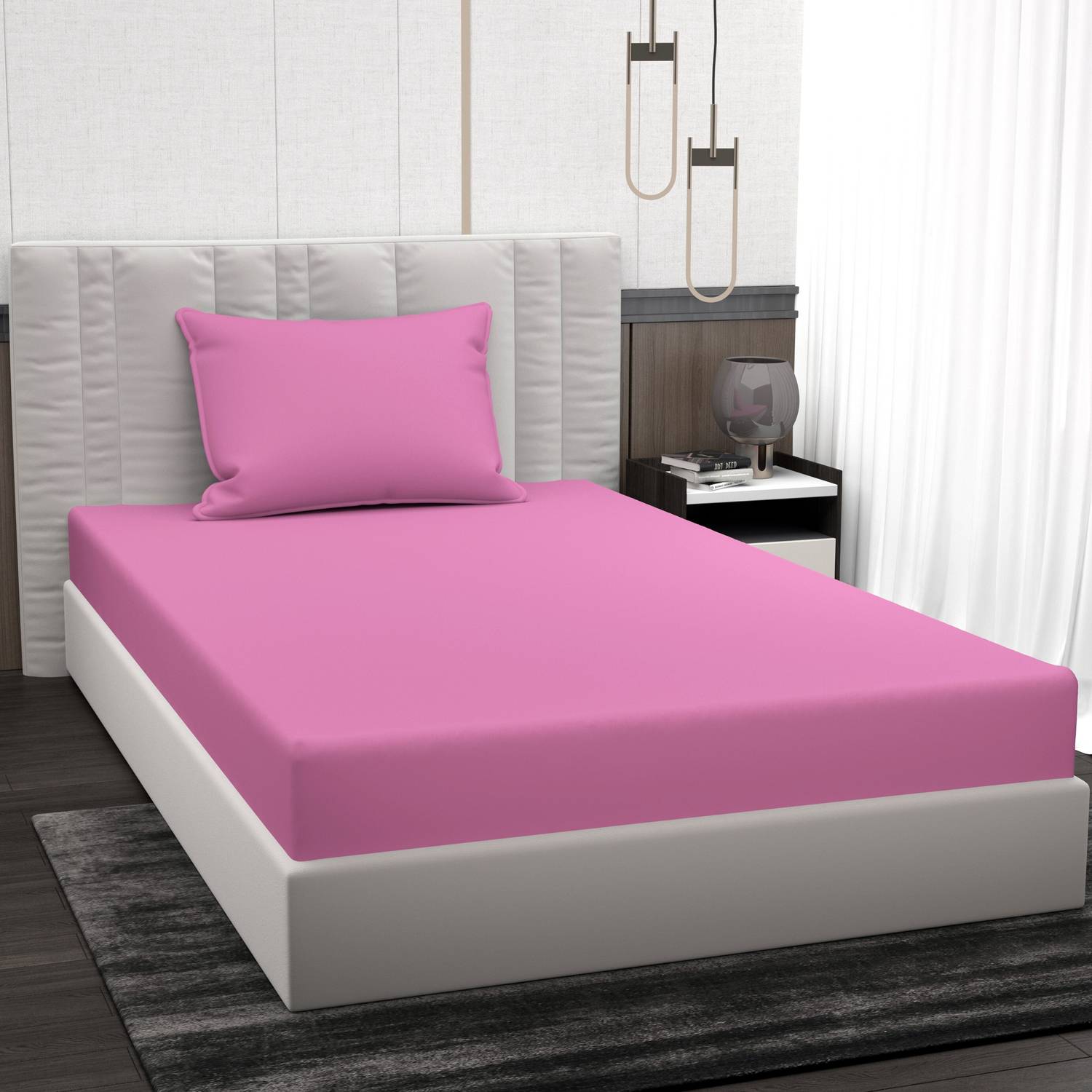BROMWICK Microfiber Single Flat 220 TC Solid 1 Bedsheet with 2 Pillow Covers