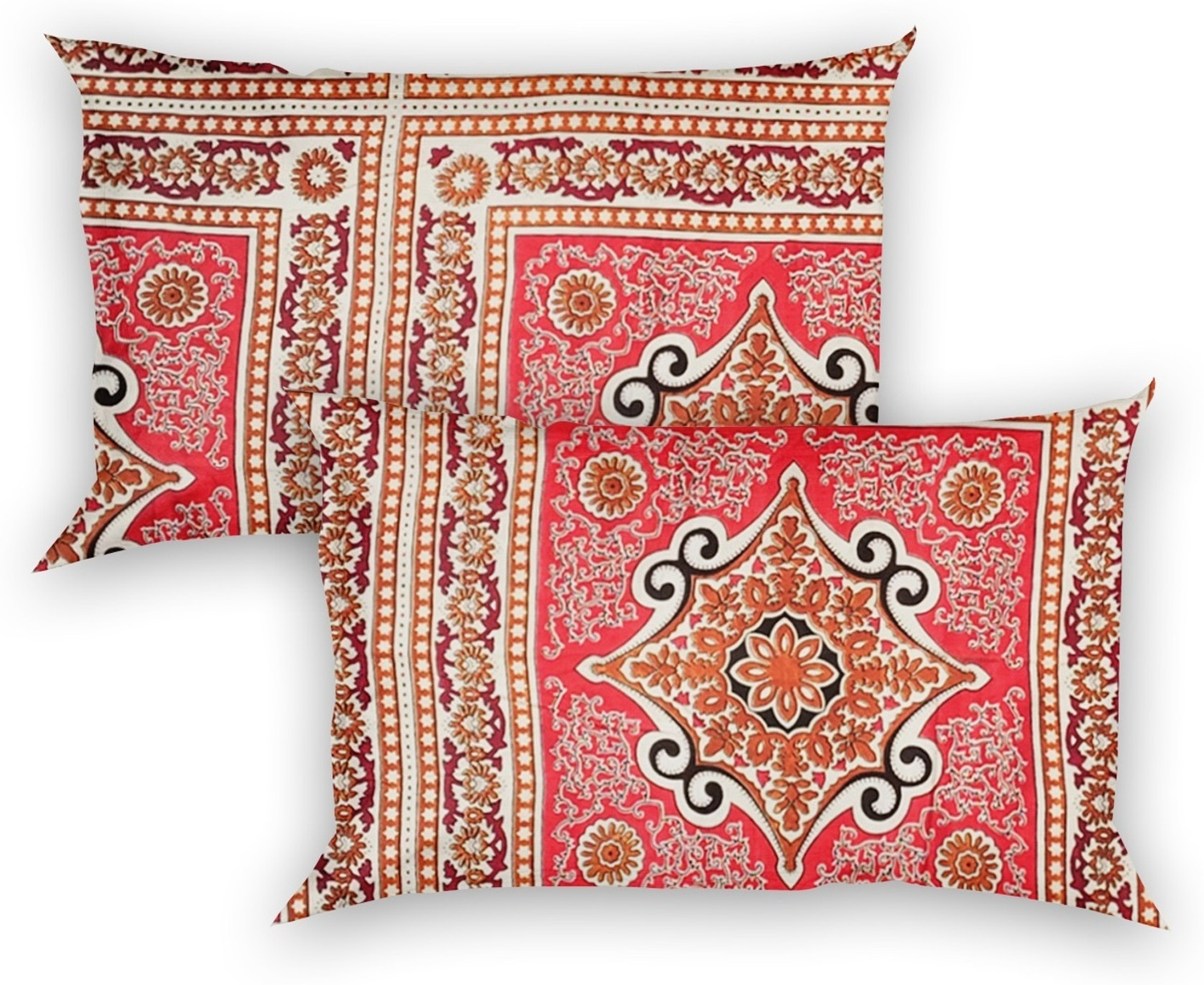Image of Flipkart SmartBuy Cotton Double Fitted (Elastic) 104 TC Jaipuri Prints 2 Bedsheets