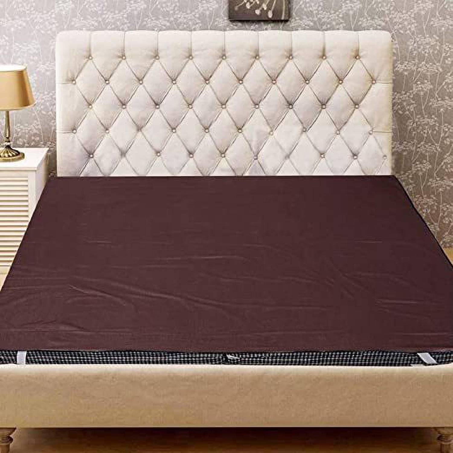 golden leaf Polyester Double Flat 200 TC Solid 1 Bedsheet (Brown)