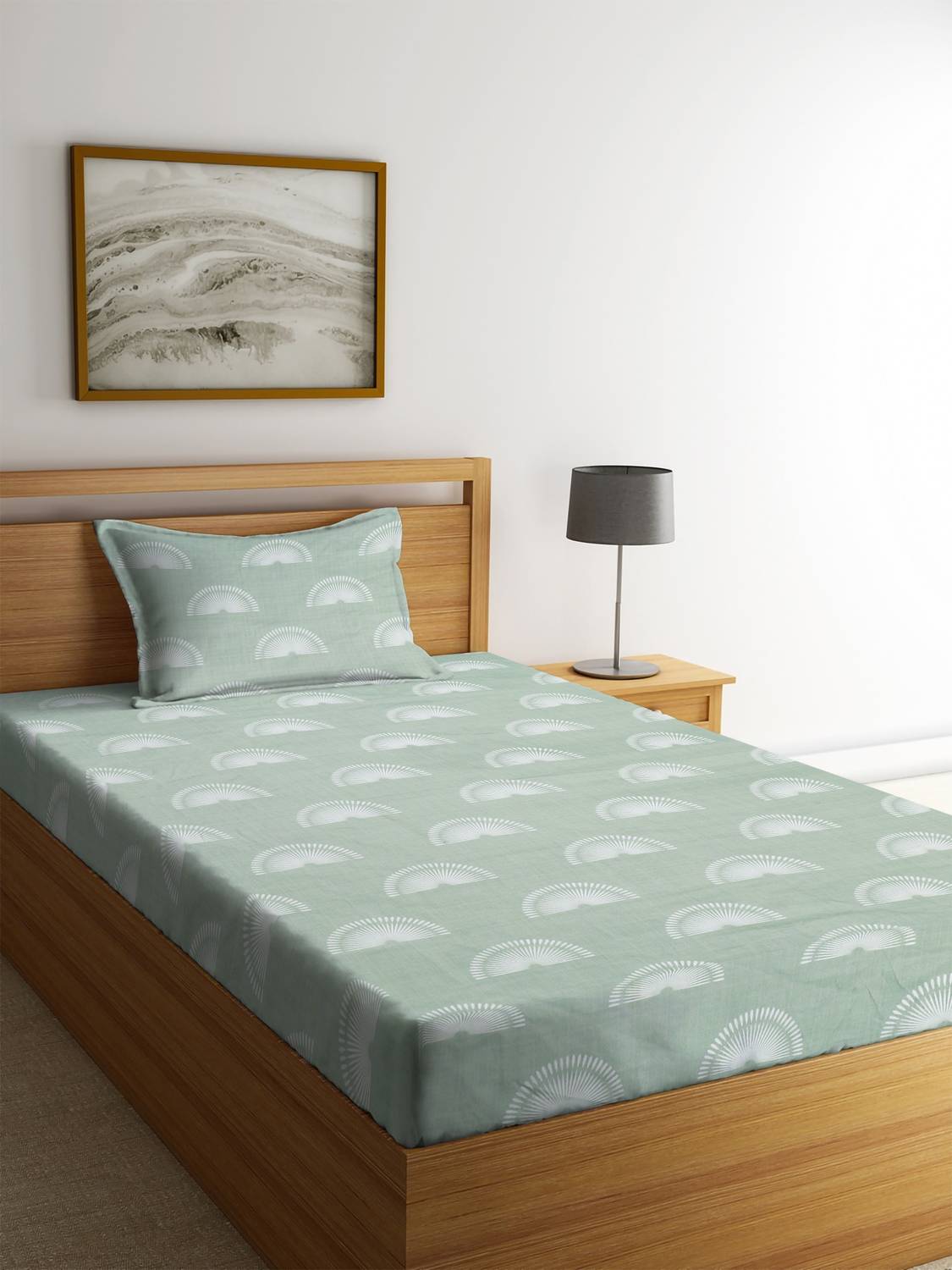 BeddingZone Cotton Single Flat 300 TC Floral 1 Bedsheet with 2 Pillow Covers