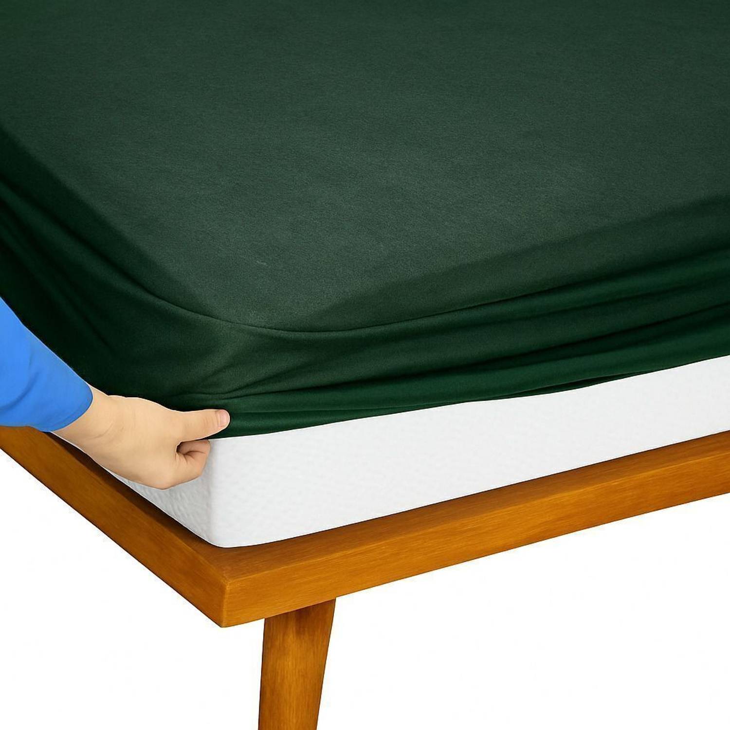 Blufurn Cotton King Fitted (Elastic) 200 TC Solid 1 AC Bedsheet