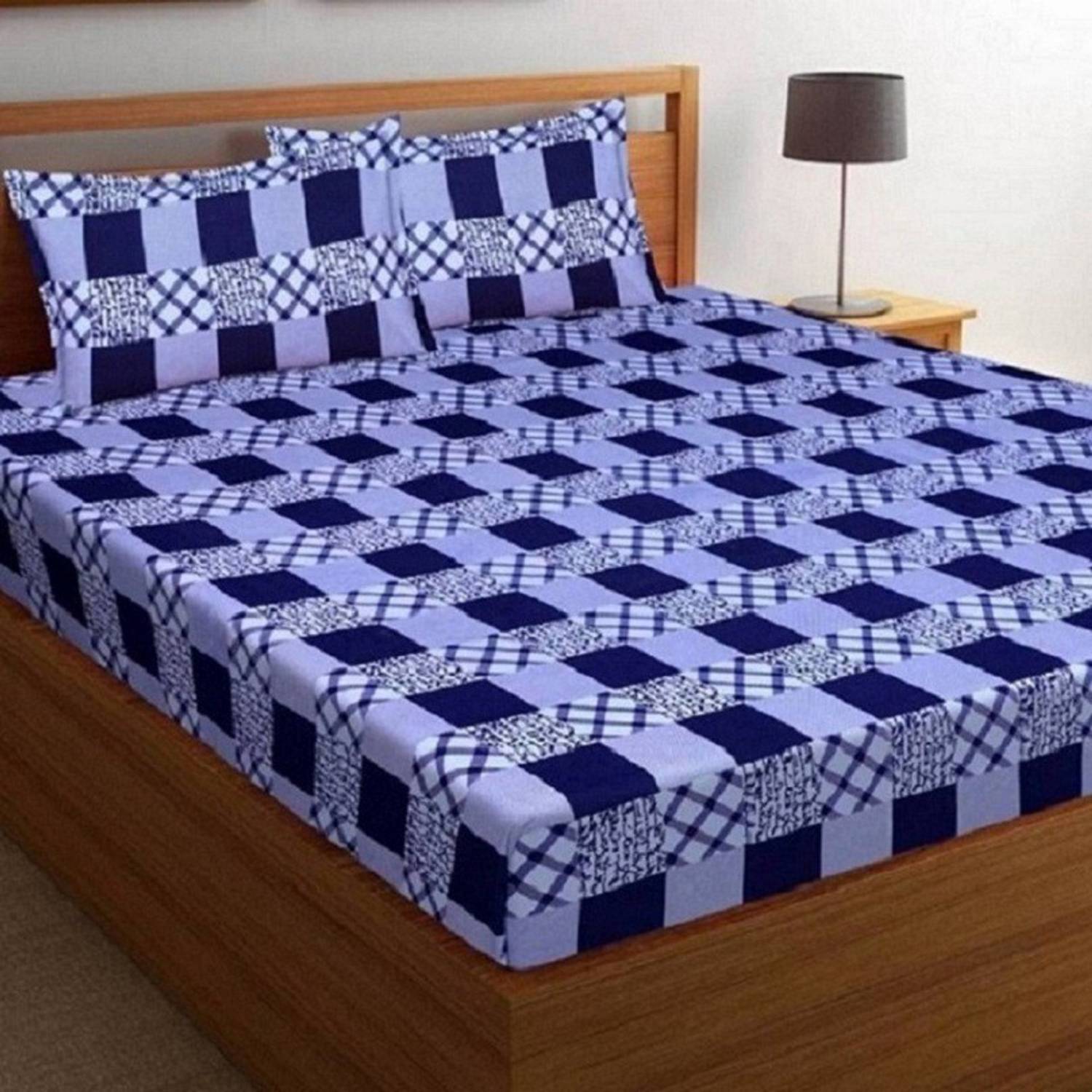 Goodrik Microfiber Queen Flat 180 TC Printed 1 Bedsheet with 2 Pi