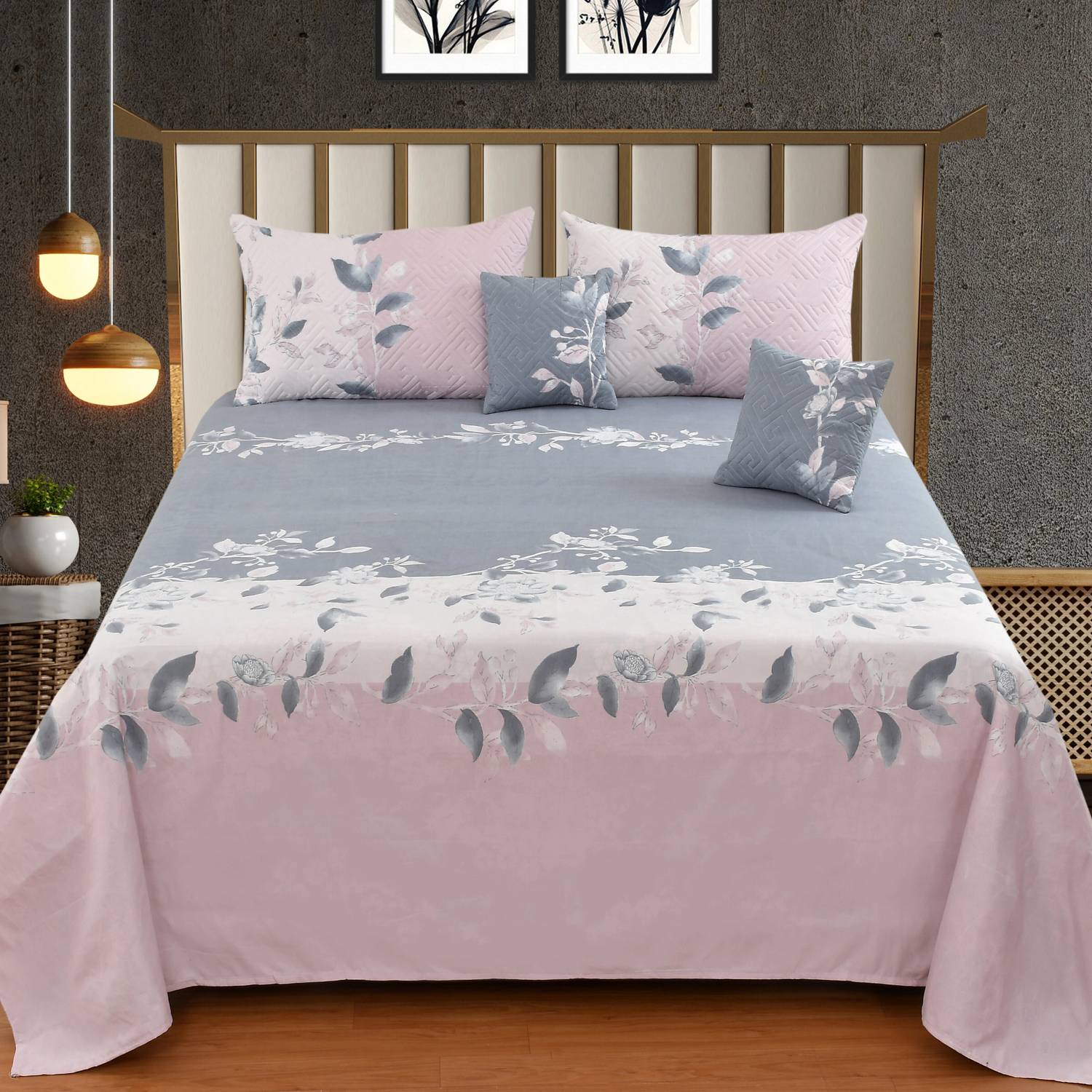 CLOVIS KRAFTS Cotton Double Flat 300 TC 7D Digital 1 Bedsheet wit