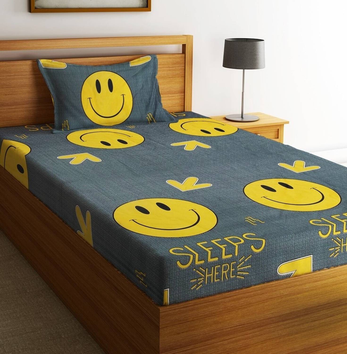 Fashion String Microfiber Single Flat 144 TC Printed 1 Bedsheet w