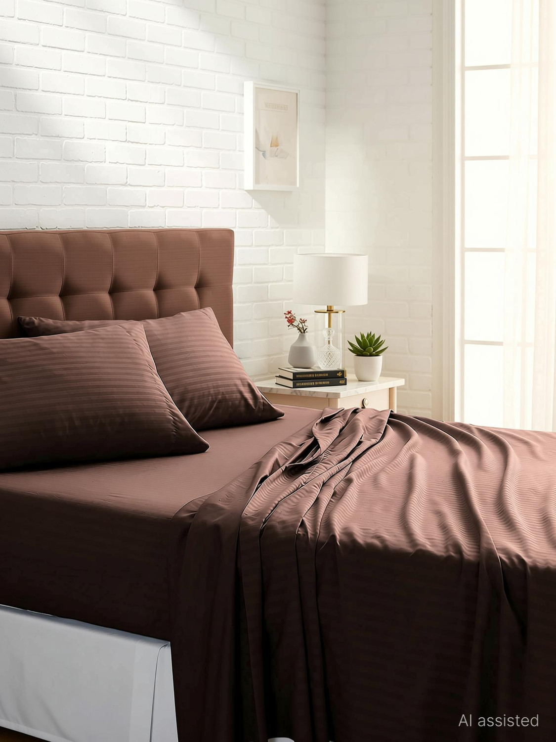 Image of NEWMADHU Cotton Double Flat 250 TC Solid 1 Bedsheet with 2 Pillow Covers