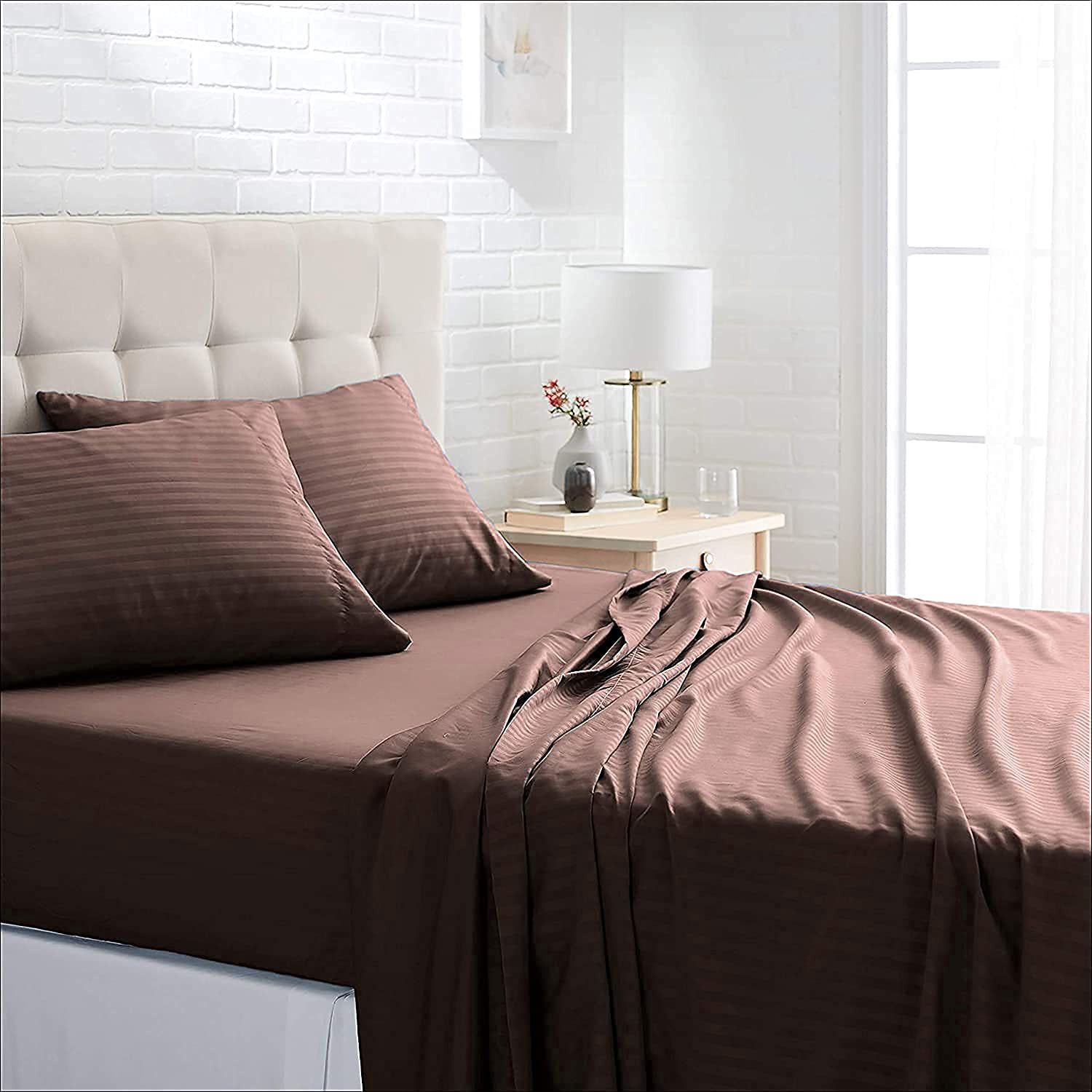Image of NEWMADHU Cotton Double Flat 250 TC Solid 1 Bedsheet with 2 Pillow Covers