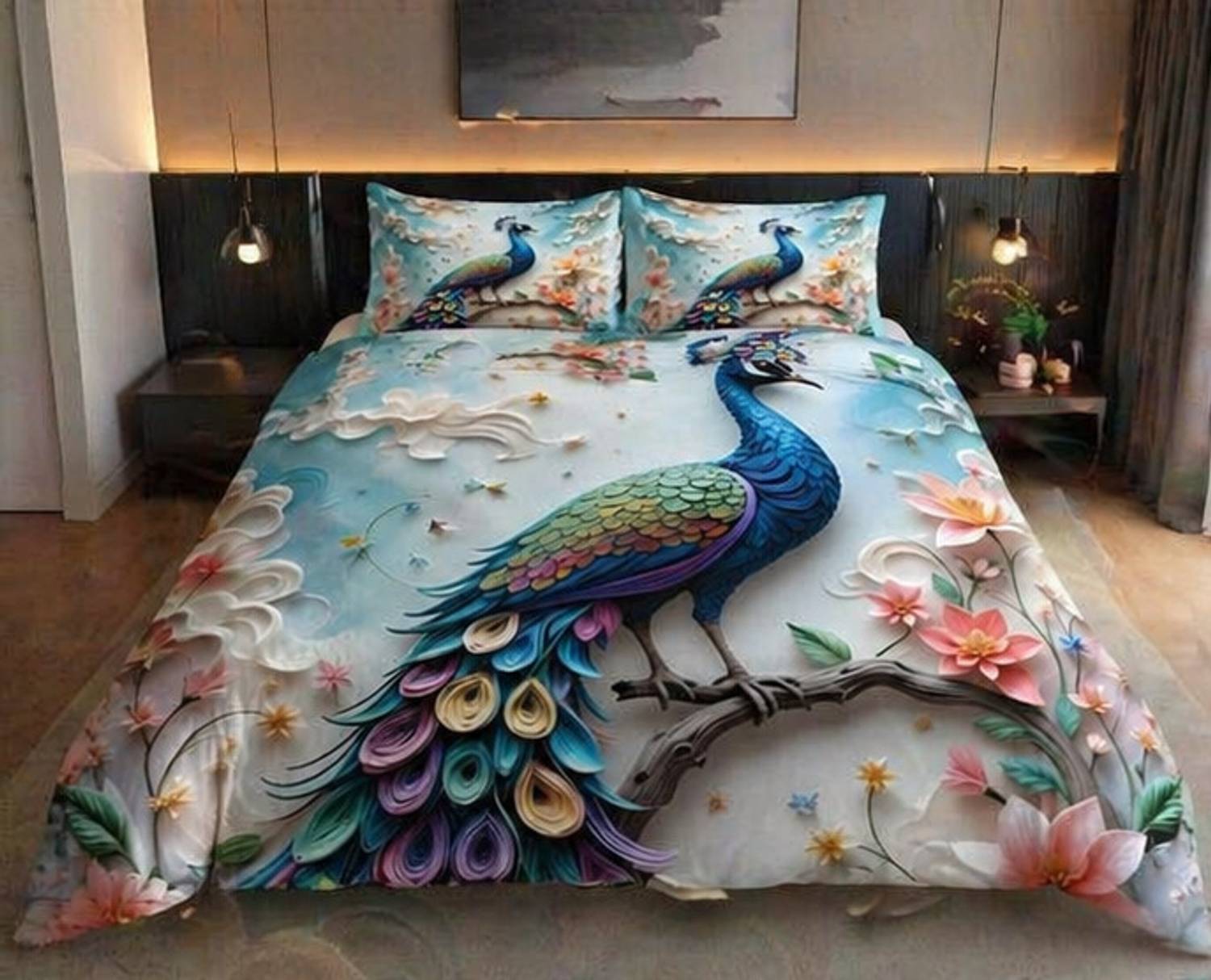 AASHRAE Polycotton Double Flat 400 TC Printed 1 AC Bedsheet with 2 Pillow Covers
