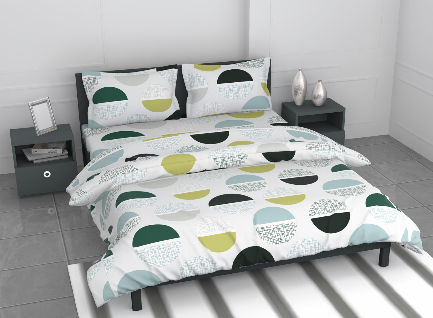 Image of LORETO Cotton Double Flat 144 TC Printed 1 Bedsheet with 2 Pillow Covers