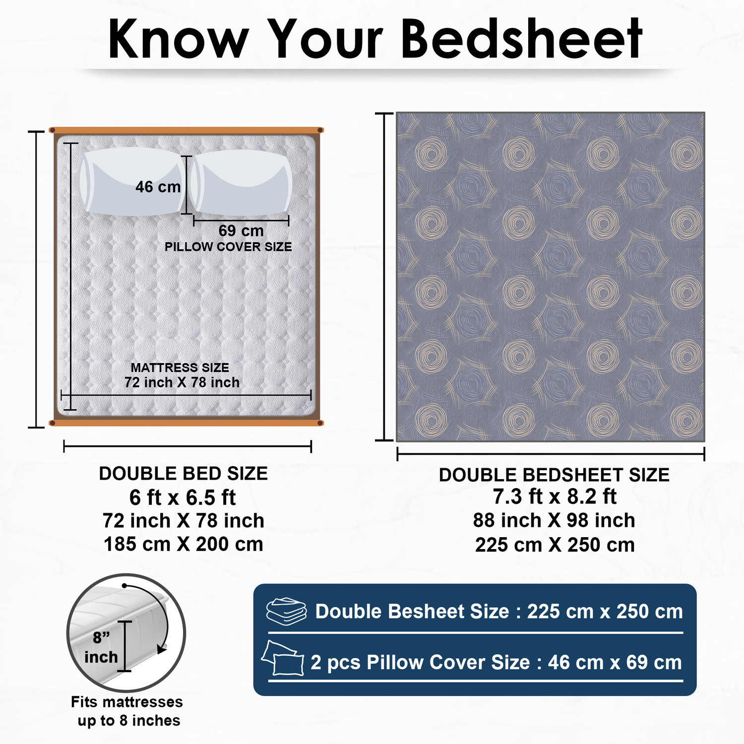 Image of Story@home Cotton Double Flat 160 TC Printed 1 Bedsheet with 2 Pillow Covers