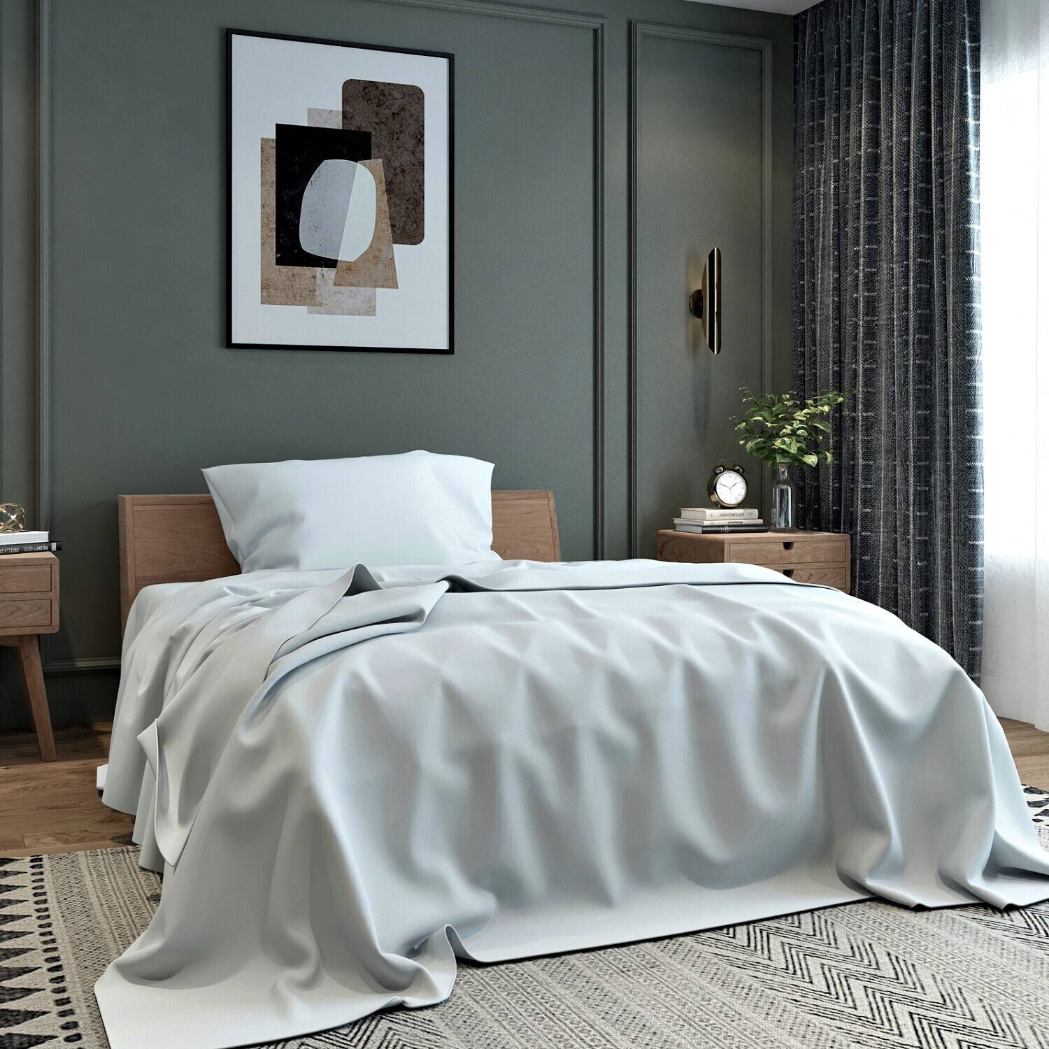 BELVOSTUM Microfiber Single Flat 280 TC Solid 1 Bedsheet with 2 Pillow Covers