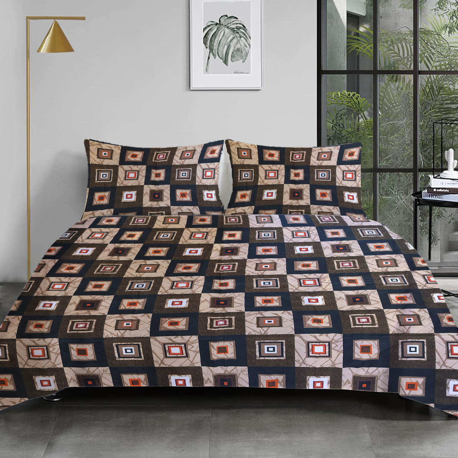 Image of HOMIEE Cotton Double Flat 250 TC Printed 1 Bedsheet with 2 Pillow Covers