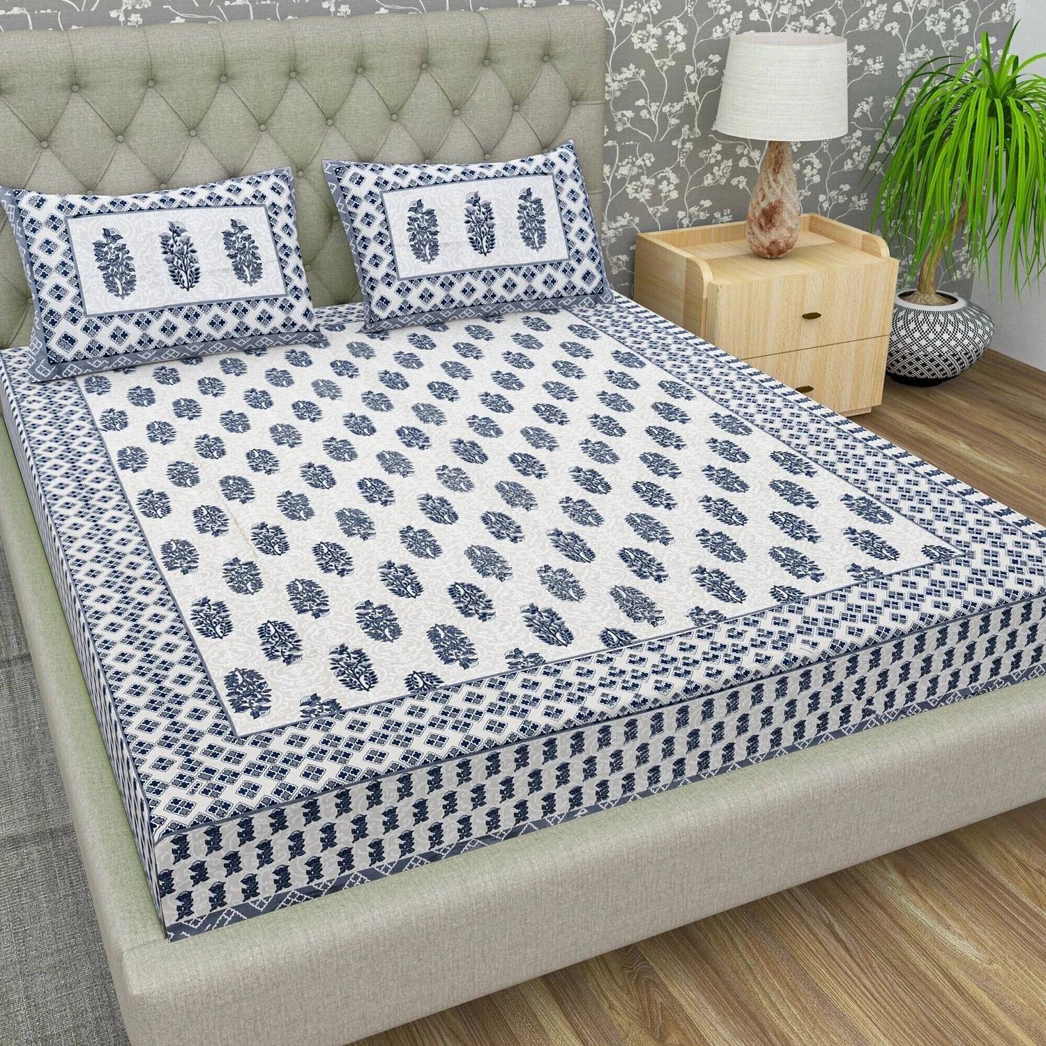 Flipkart SmartBuy Cotton Double Flat 104 TC Jaipuri Prints 1 Beds