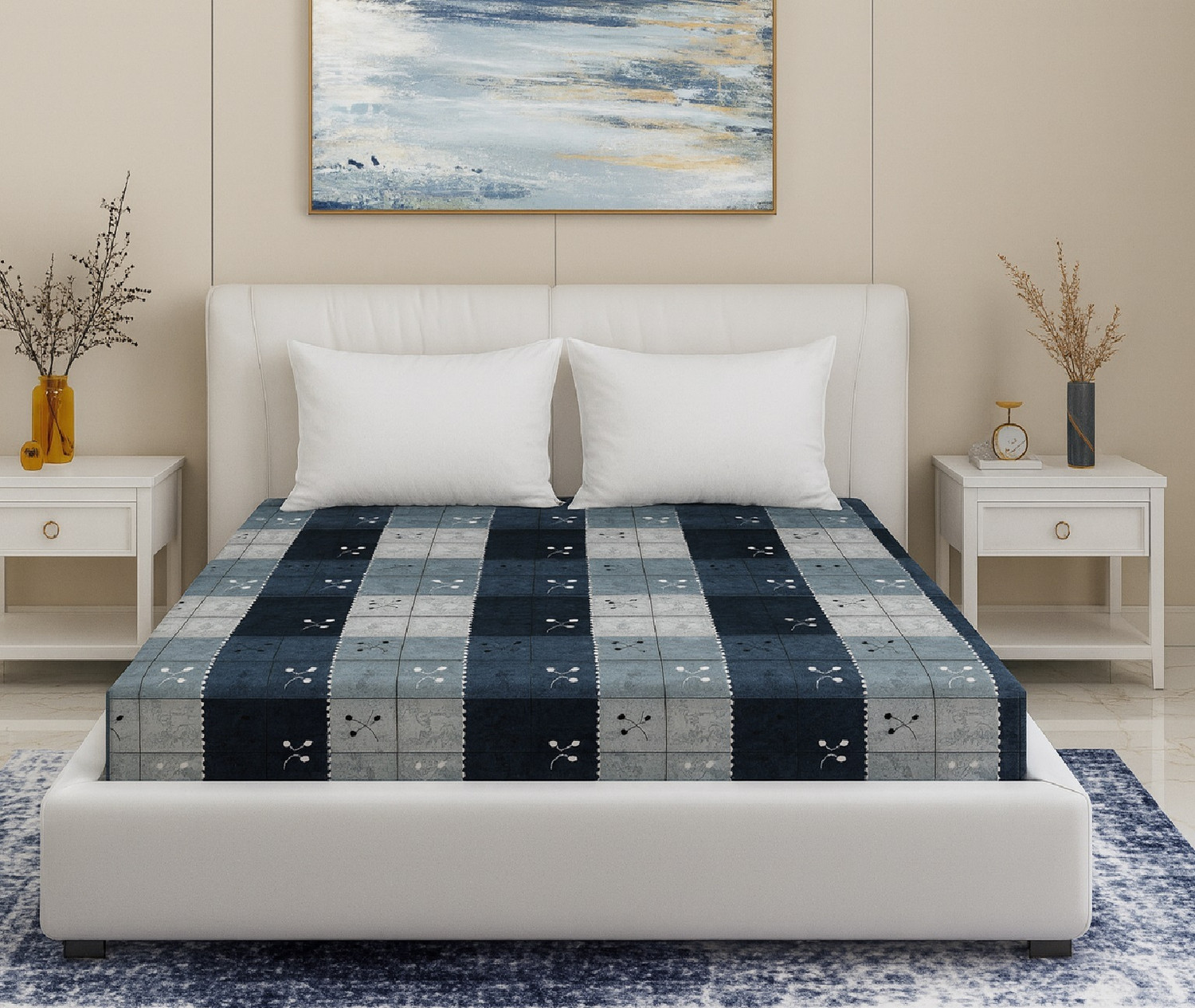 Image of Flipkart SmartBuy Microfiber Double Flat 110 TC Printed 1 Bedsheet with 2 Pillow Covers