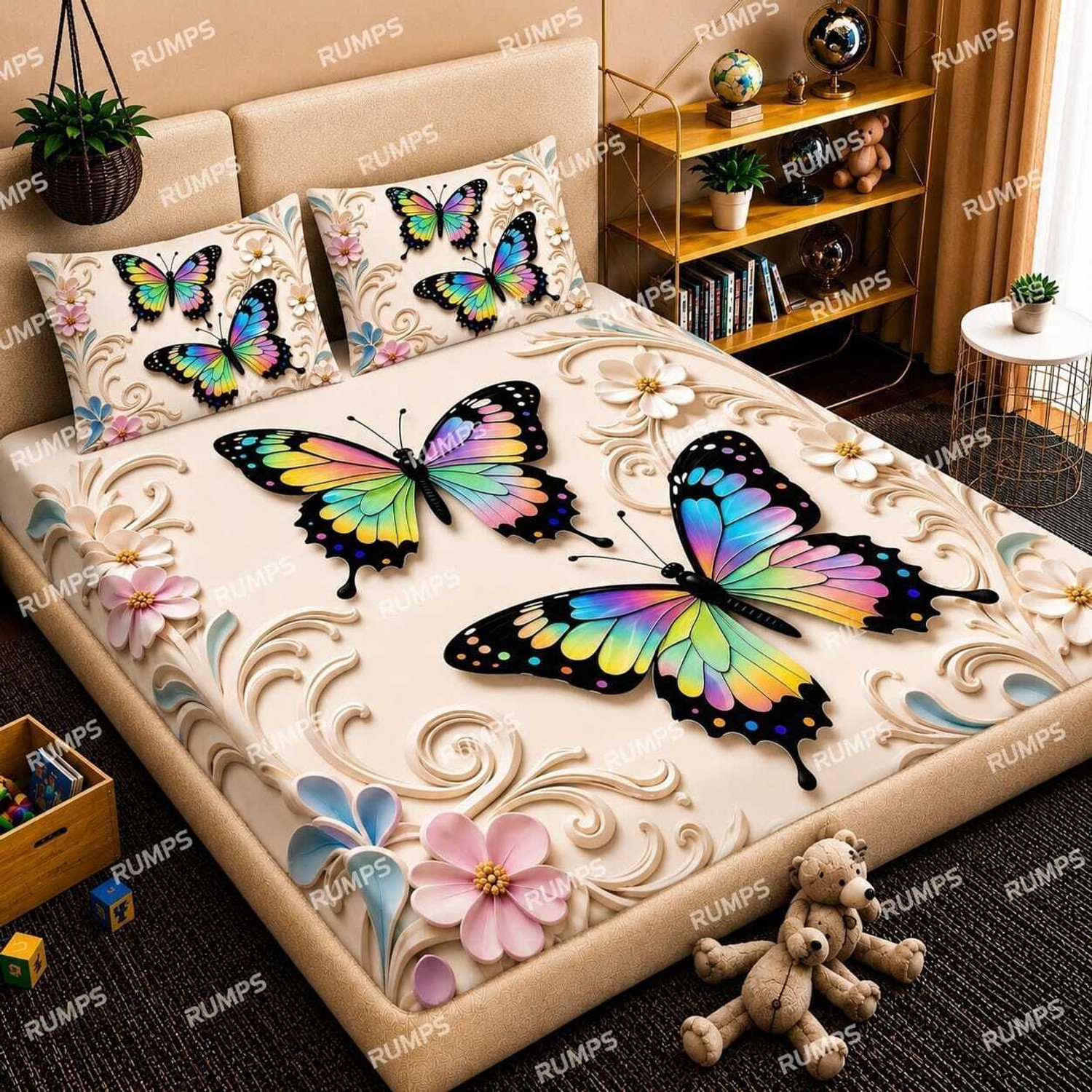 Image of abluent home Microfiber Double Flat 480 TC 3D Printed 1 Bedsheet with 2 Pillow Covers