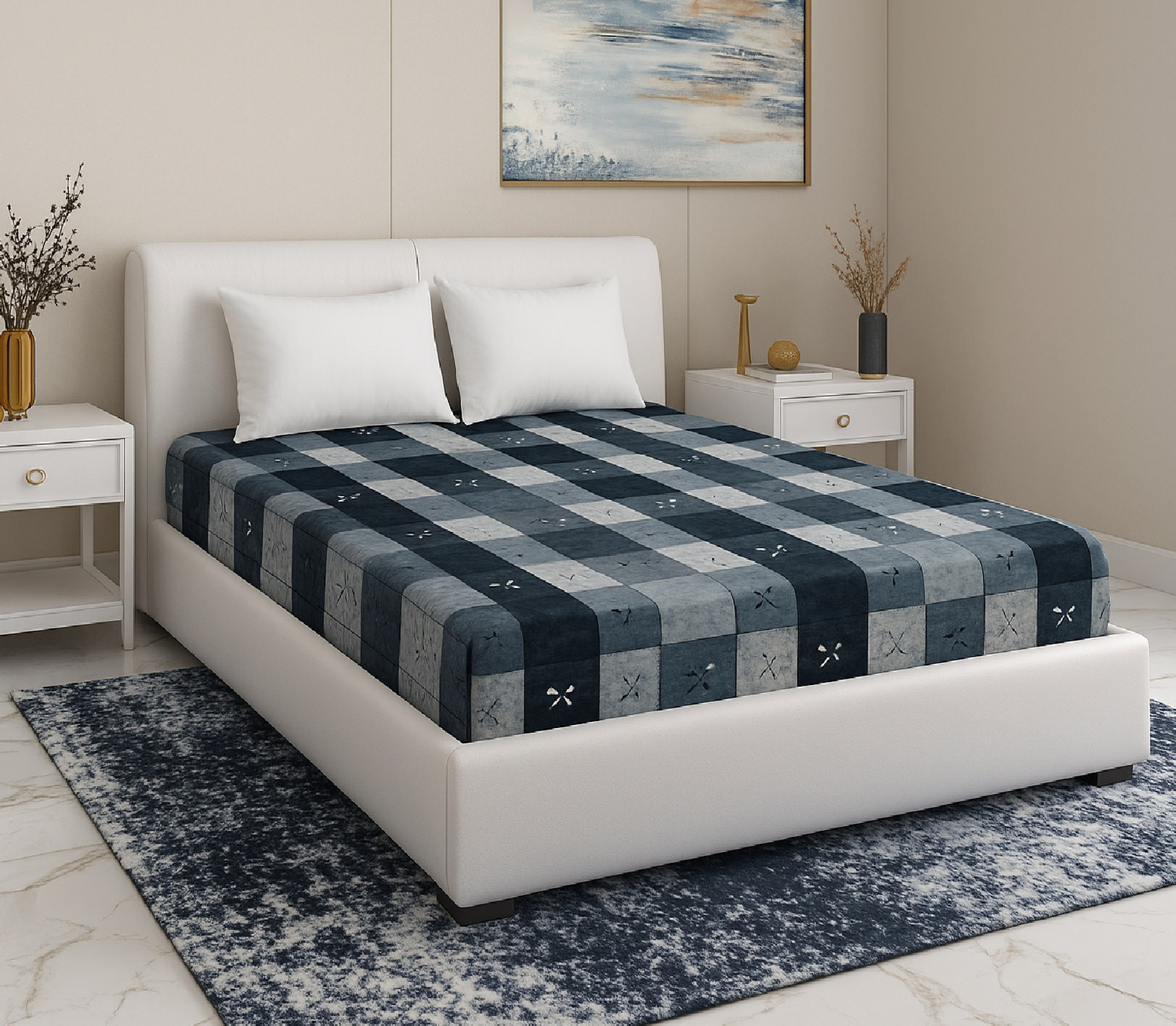 Image of Flipkart SmartBuy Microfiber Double Flat 110 TC Printed 1 Bedsheet with 2 Pillow Covers