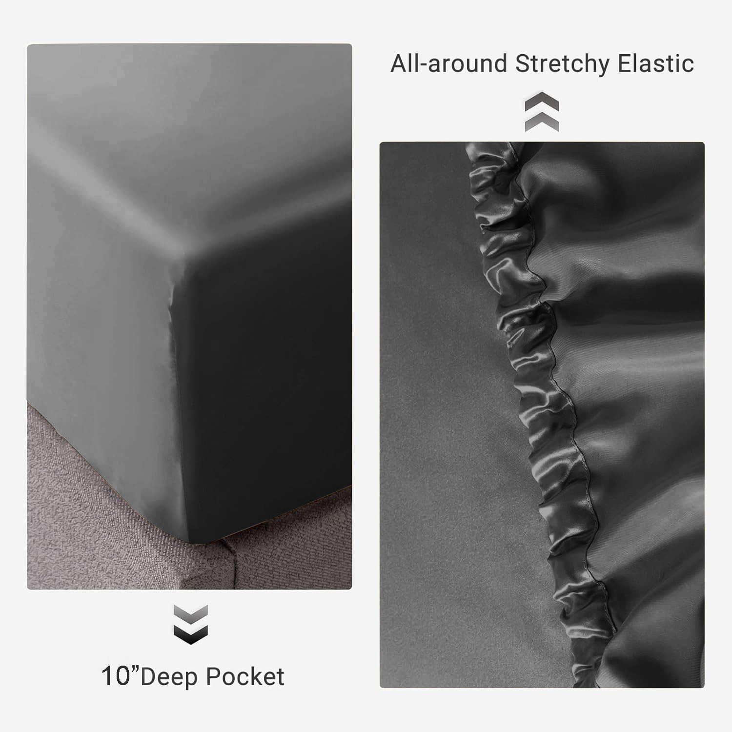 Image of pure eco Silk Single Fitted (Elastic) 400 TC Solid 1 Bedsheet with 2 Pillow Covers