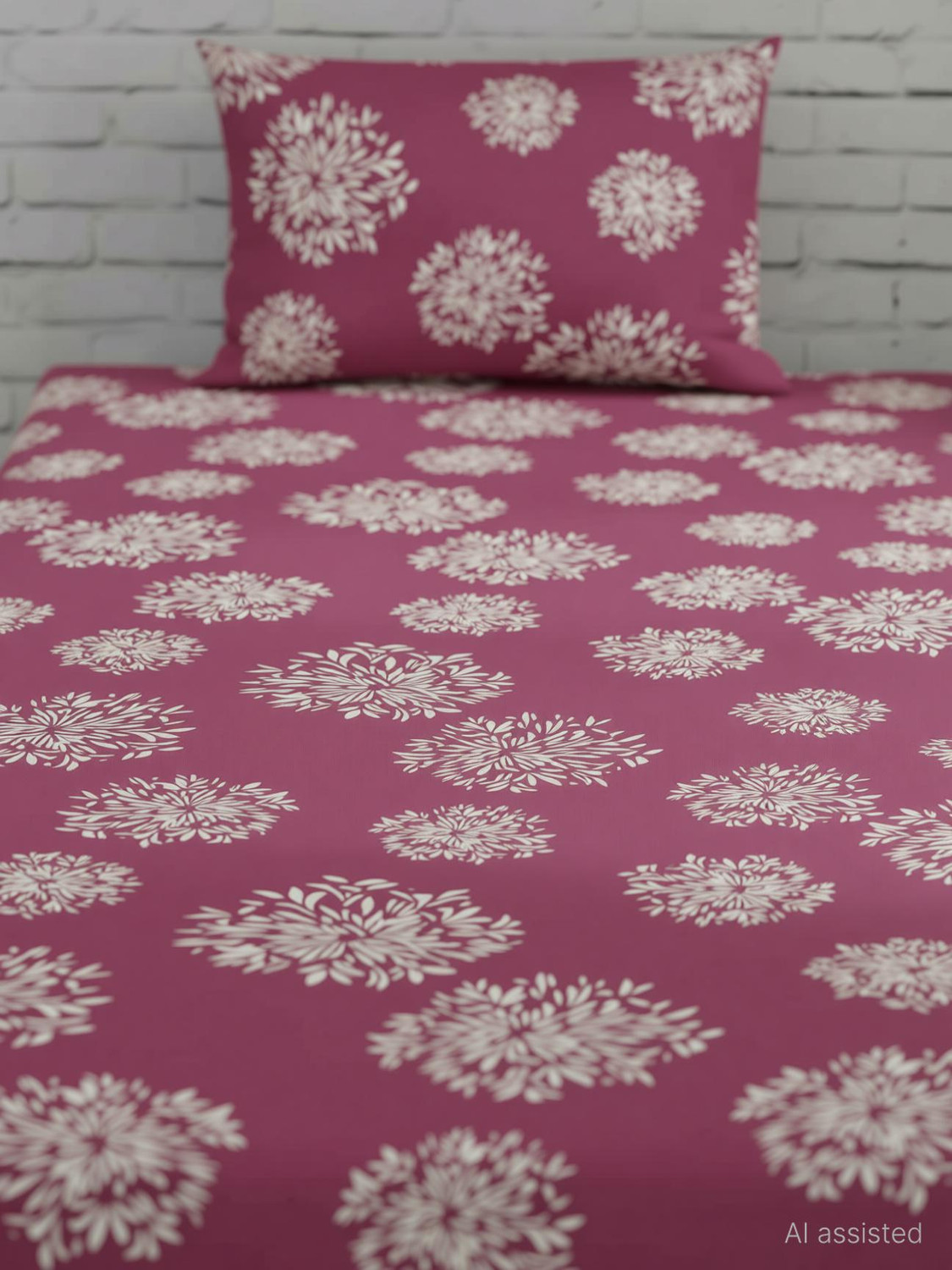 Image of MJJ Microfiber Single Flat 144 TC Jaipuri Prints 1 Bedsheet with 2 Pillow Covers