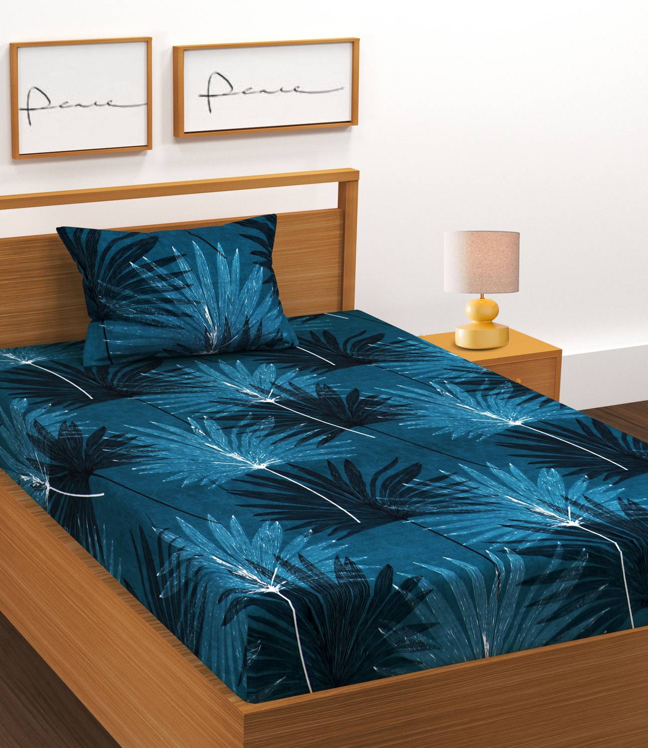 BeddingZone Cotton Single Flat 300 TC Floral 1 Bedsheet with 2 Pillow Covers