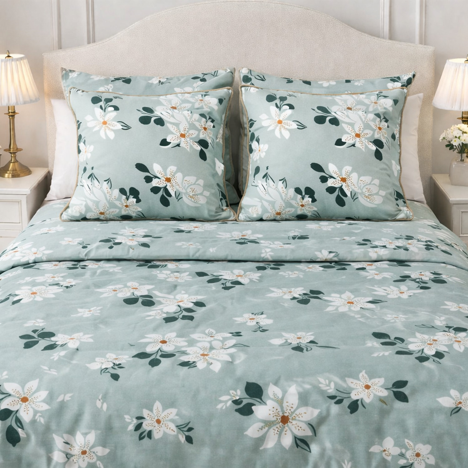 Image of PILLOWALA Cotton Super King, Queen, Double, King Flat 200 TC Printed 1 Summer Bedsheet with 2 Pillow Covers