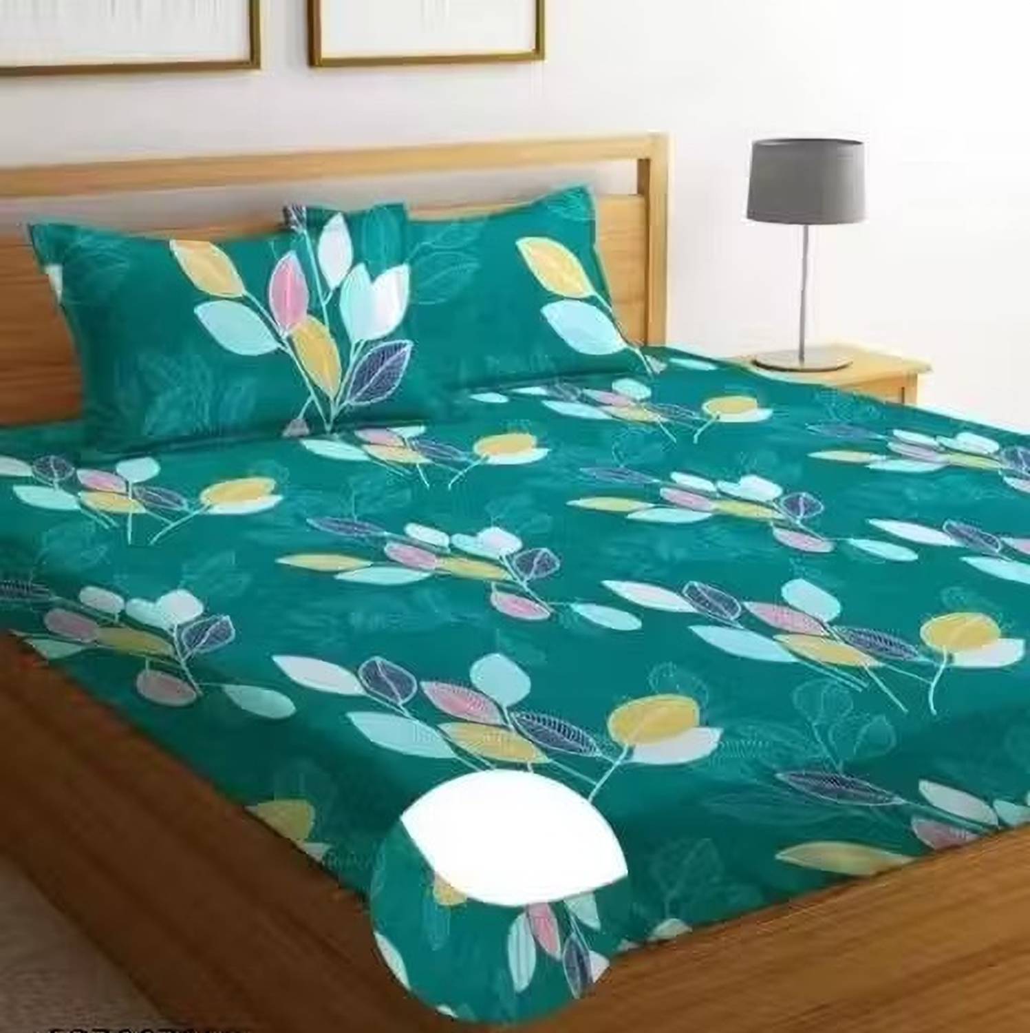 Ethe Home Cotton King Fitted (Elastic) 280 TC Printed 1 Bedsheet