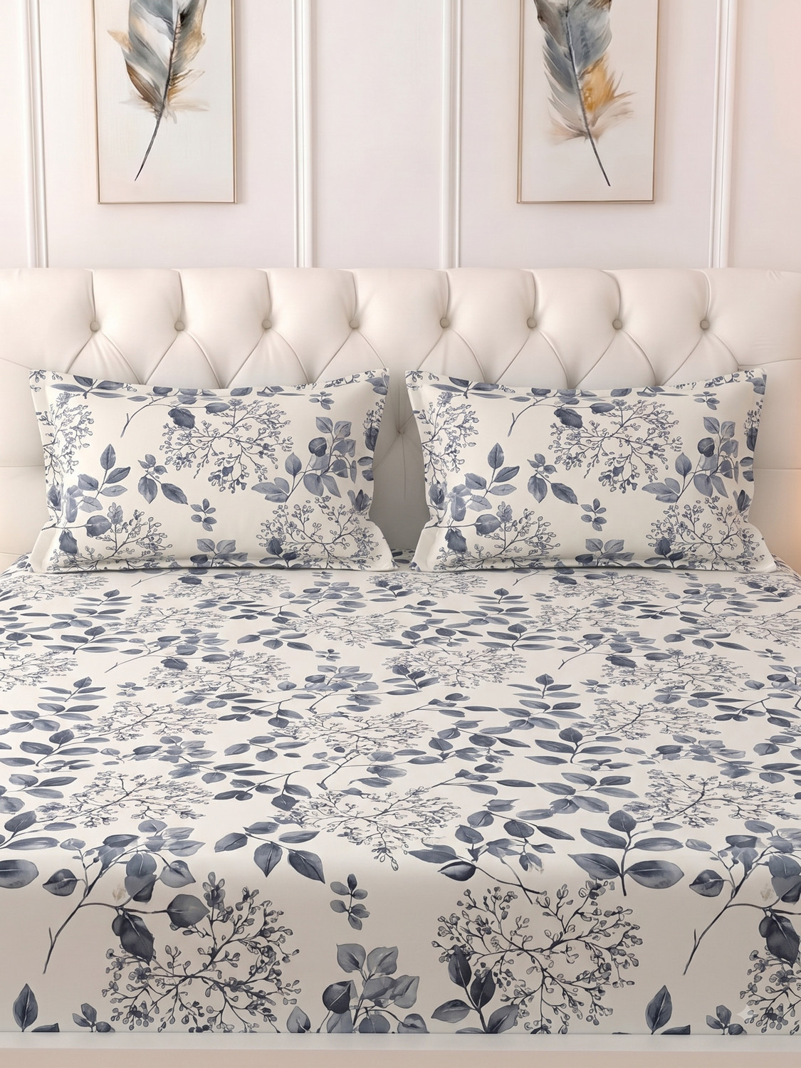 Image of Raymond Home Microfiber Double Flat 110 TC Floral 1 Bedsheet (Multicolor)